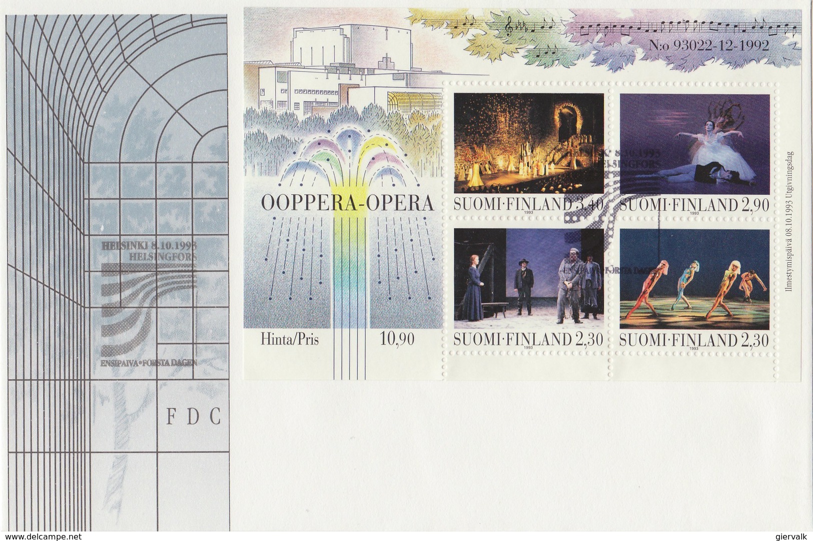 FINLAND 1993 FDC With Block Of Opera.BARGAIN.!! - FDC