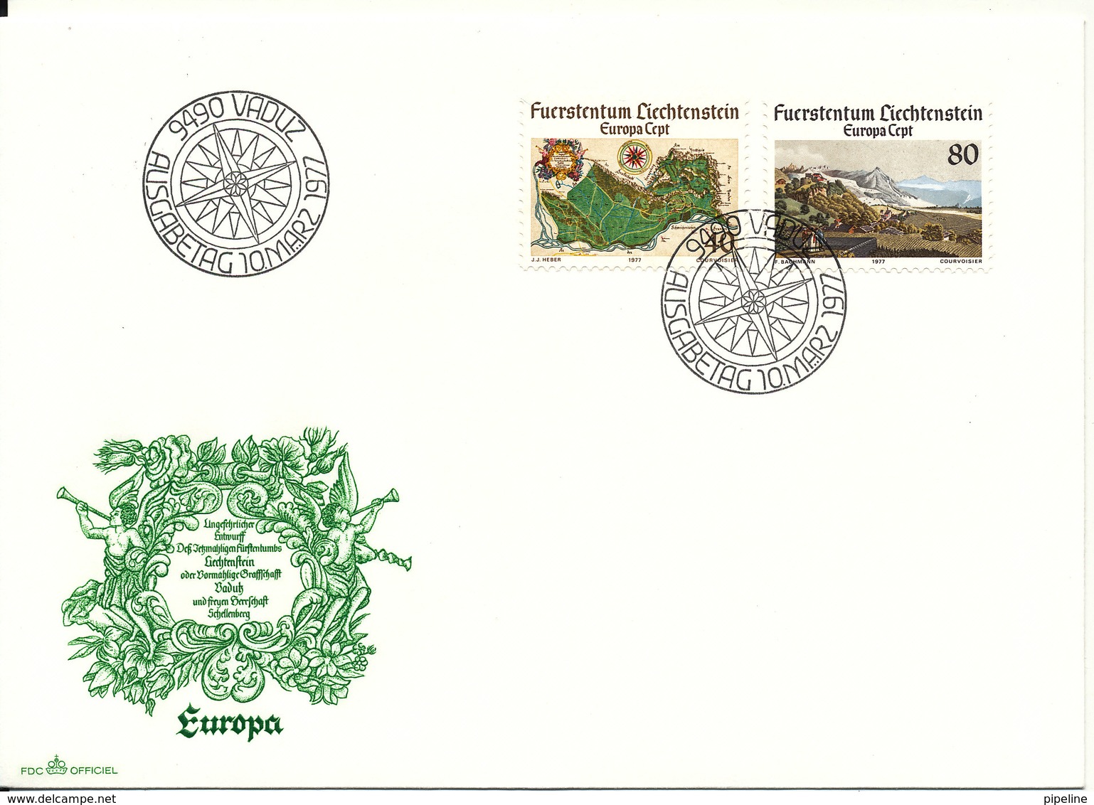 Liechtenstein FDC 10-3-1977 EUROPA CEPT Complete Set Of 2 With Cachet - 1977