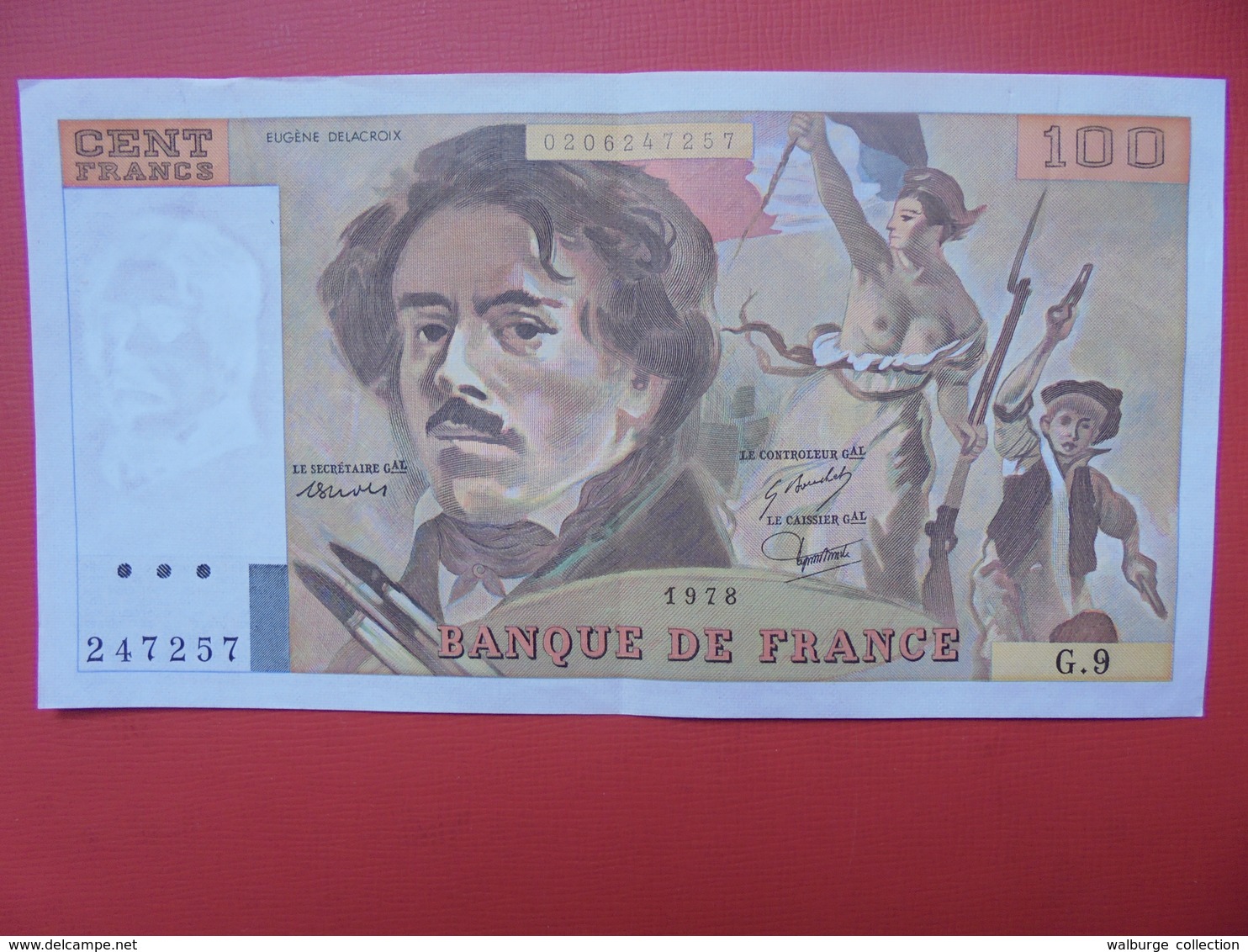 FRANCE 100 FRANCS 1978 ALPHABET G.9 PEU CIRCULER (PAS DE TRACES EPINGLES) - 100 F 1978-1995 ''Delacroix''