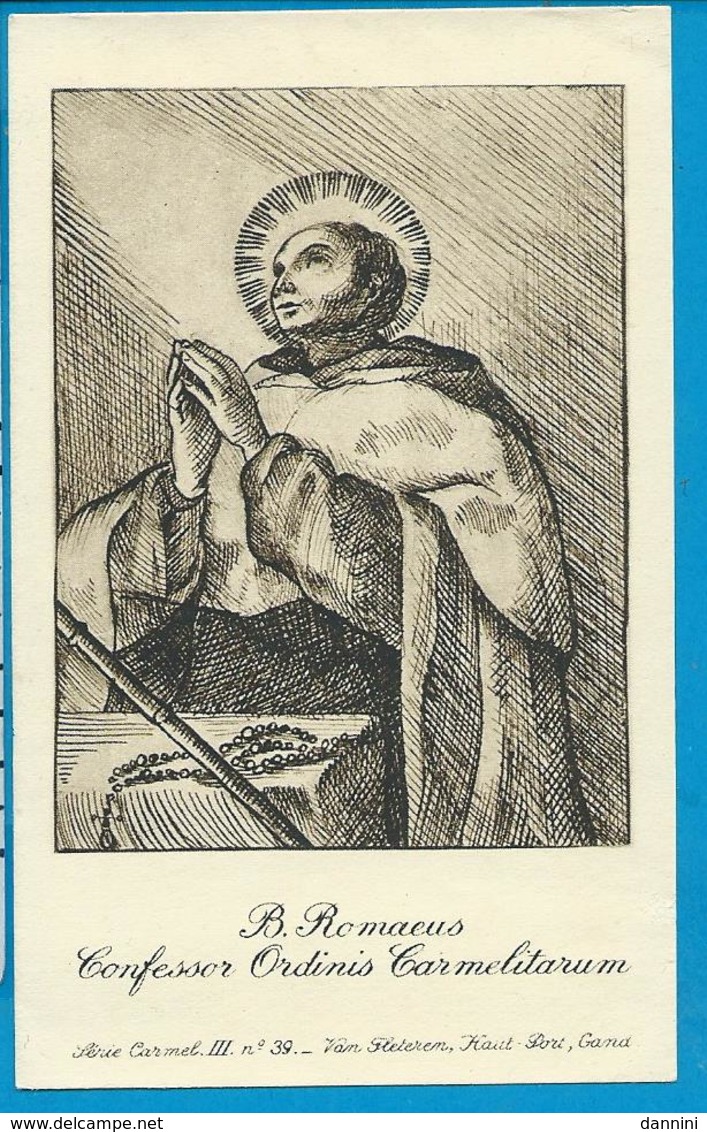 Holycard    Van Fleteren   Carmel III    39    B. Romaeus - Andachtsbilder