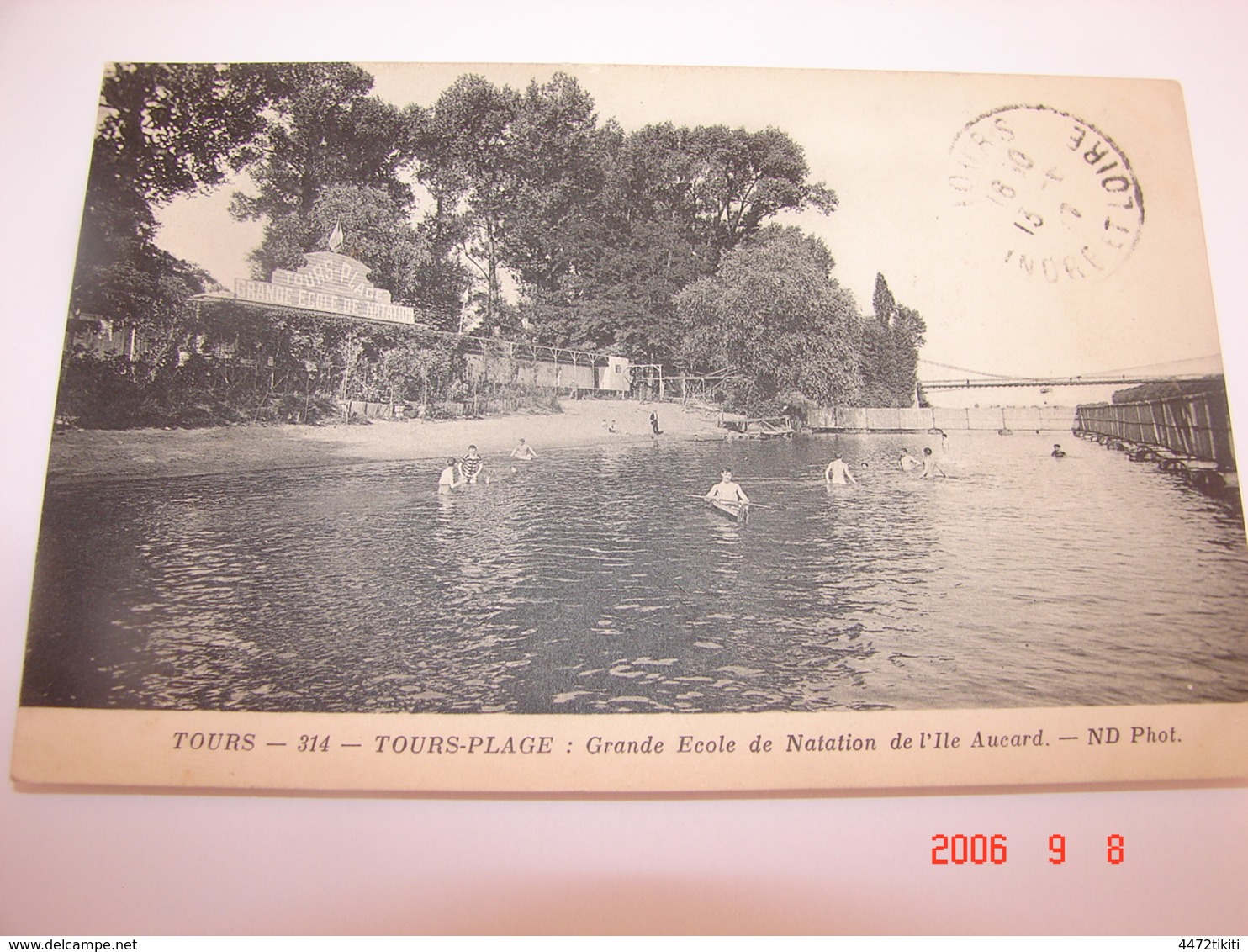 C.P.A.- Tours Plage (37) -  Grande Ecole De Natation De L'Ile Aucard - 1917 - SUP (BA6) - Tours