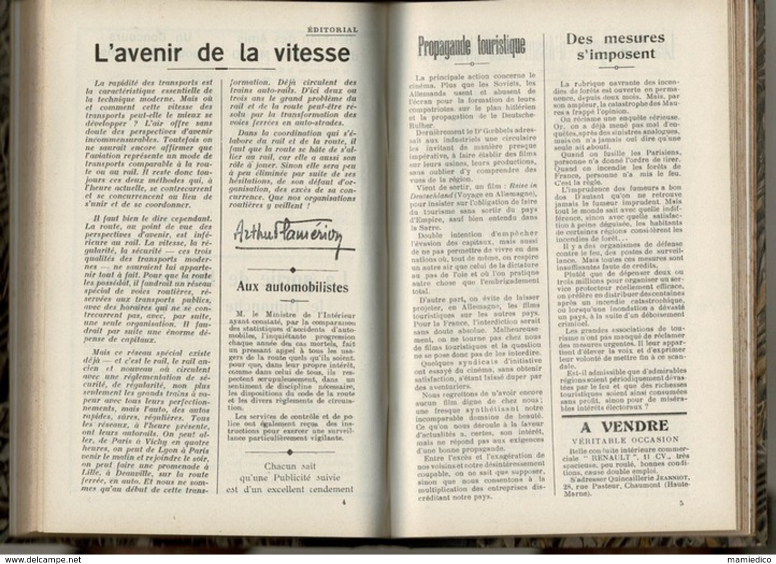 1933/34 Première année, n°1. AUTO-MOTO Région Est Relié dos toile.Très bon état. 7 scans