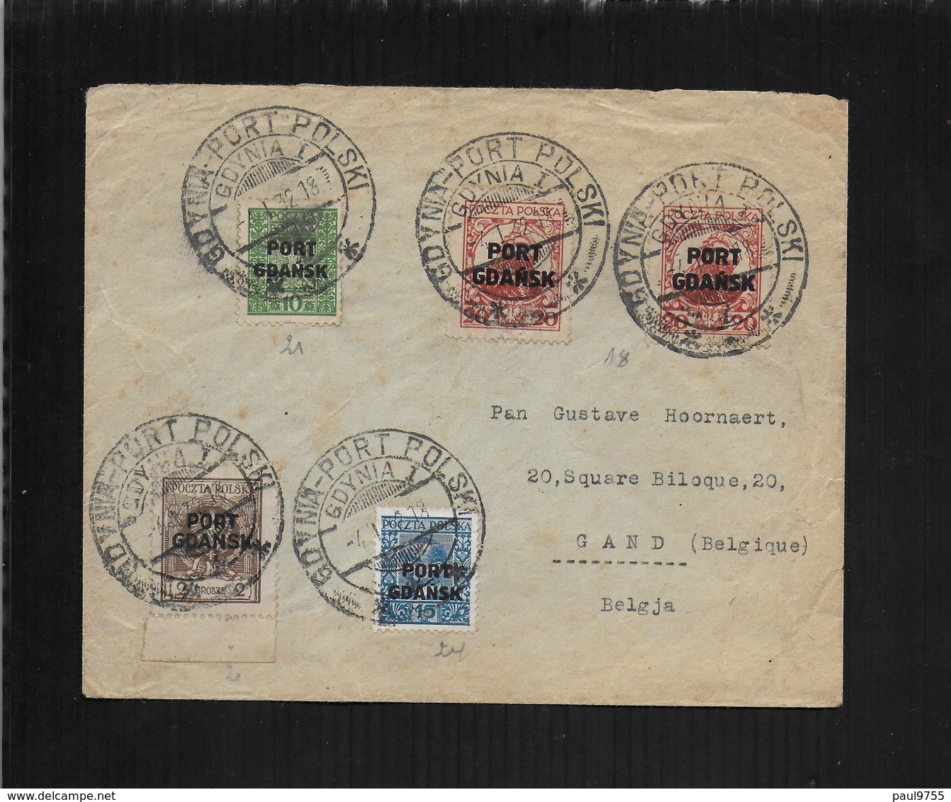 POLOGNE 1932Mi N° 2/18/21//24 GDYNIA /PORT DANSK POUR LE BELGIQUE SONDERSTEMPEL - Sonstige & Ohne Zuordnung