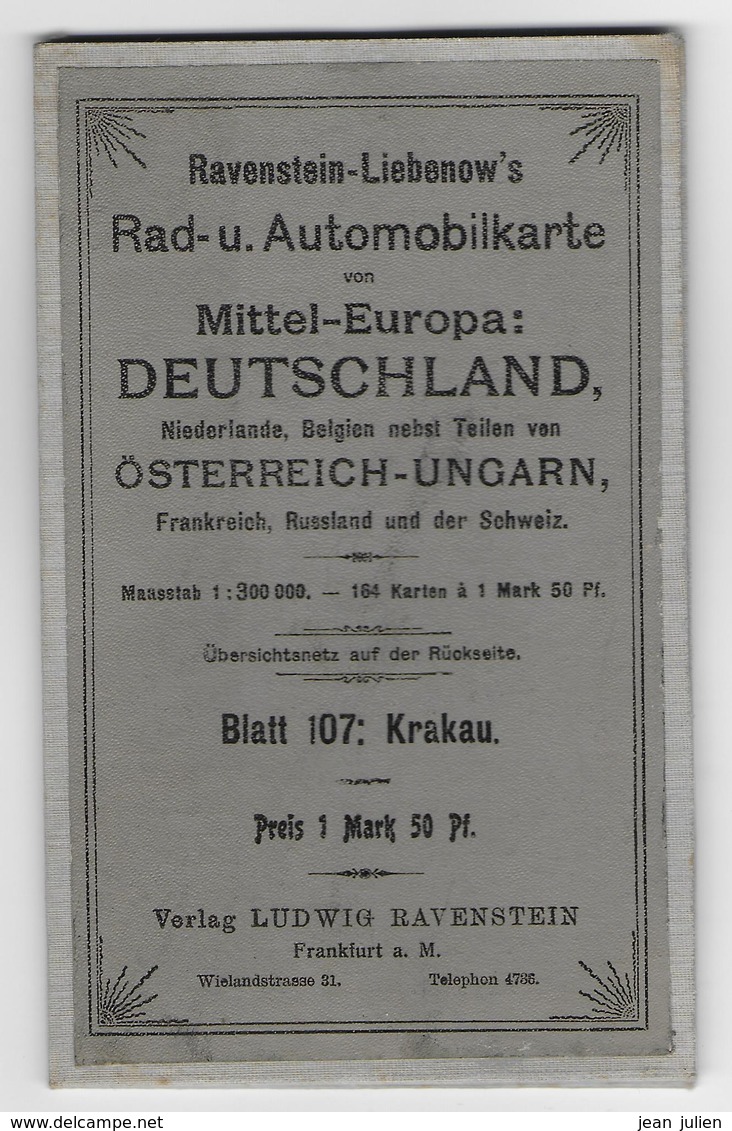 CARTE ROUTIERE - DEUTSCHLAND  - OSTERREICH - UNGARN - N° 107 - KRAKAU - Papier Entoilé - Cartes Routières