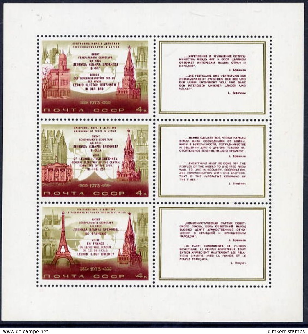 SOVIET UNION 1973 Brezhnev Visits Block MNH / **.  Michel Block 91 - Blocks & Sheetlets & Panes