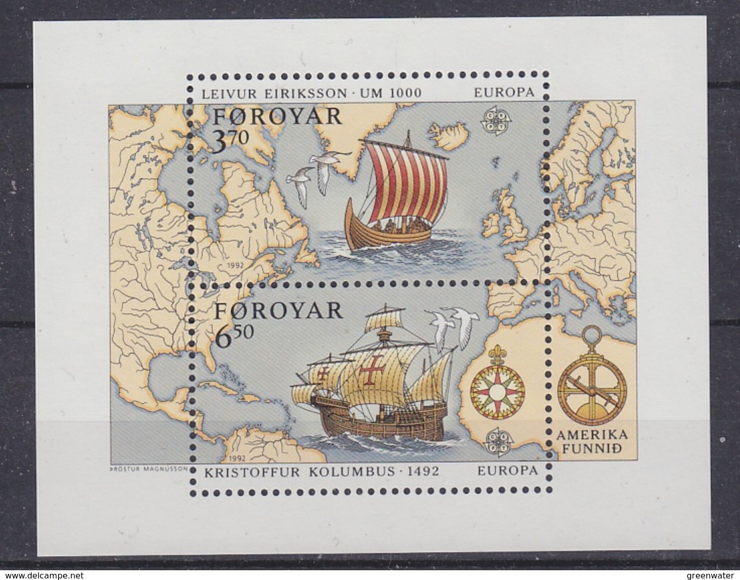 Europa Cept 1992 Faroe Islands M/s  ** Mnh (42246E) Rock Bottom - 1992