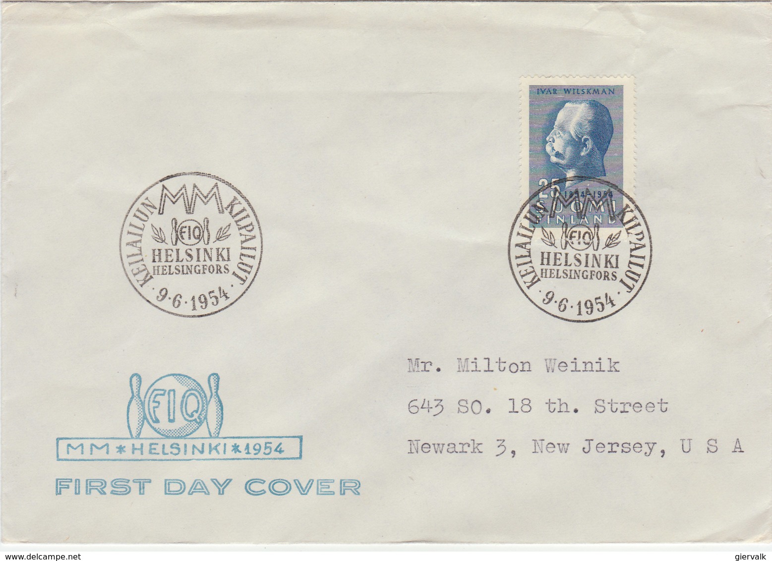 FINLAND 1954 FDC FIQ HELSINKI.BARGAIN.!! - FDC