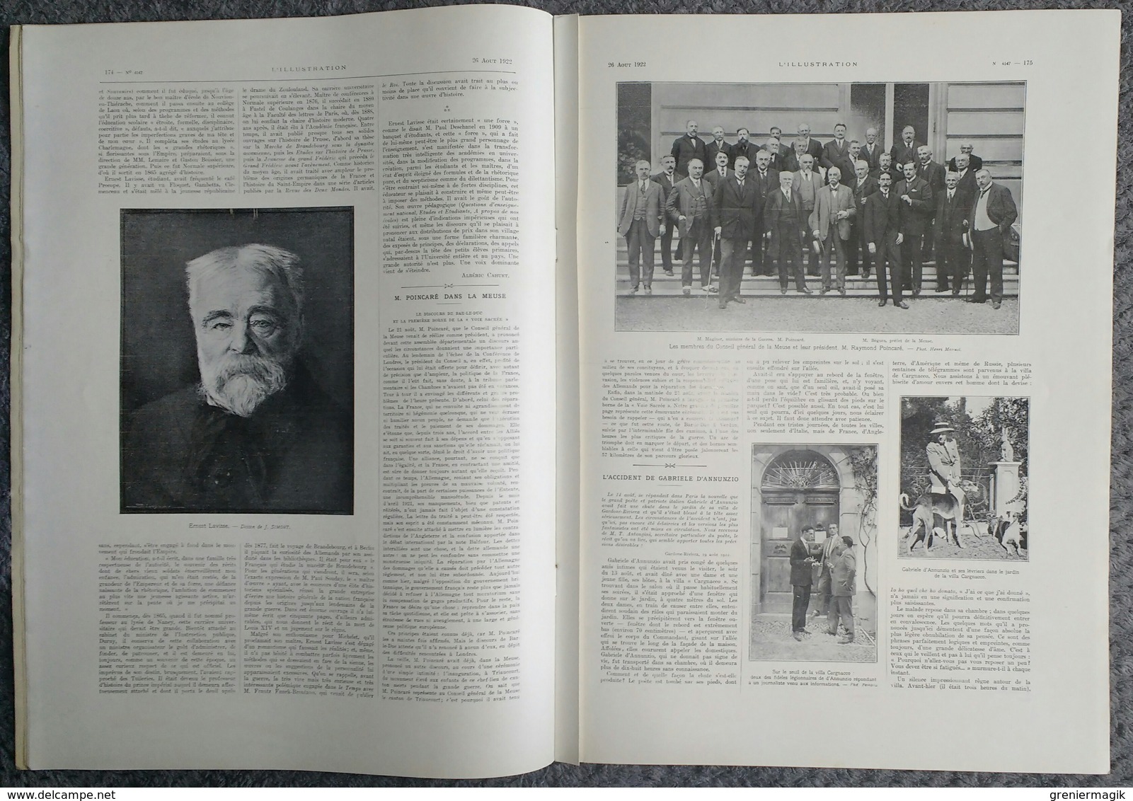 L'Illustration 4147 26 aout 1922 Première borne de la voie sacrée/Ernest Lavisse/Gabriele d'Annunzio/Haute-Silésie bison