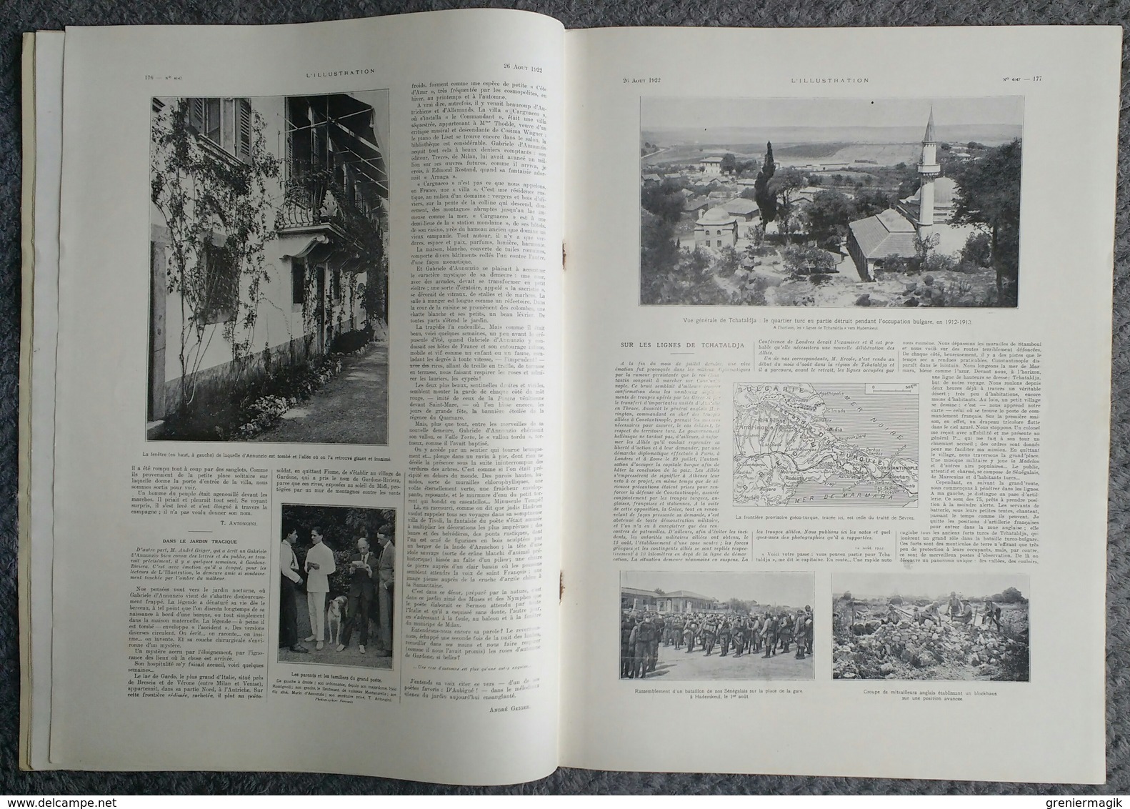 L'Illustration 4147 26 aout 1922 Première borne de la voie sacrée/Ernest Lavisse/Gabriele d'Annunzio/Haute-Silésie bison