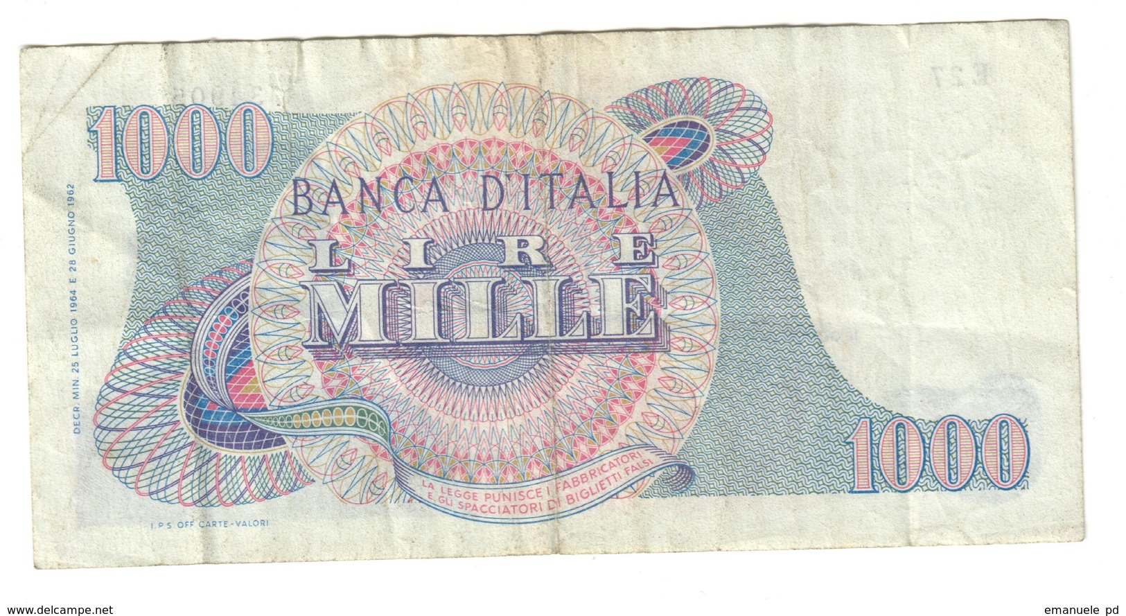 Italy 1000 Lire 25/07/1964 - 1000 Lire