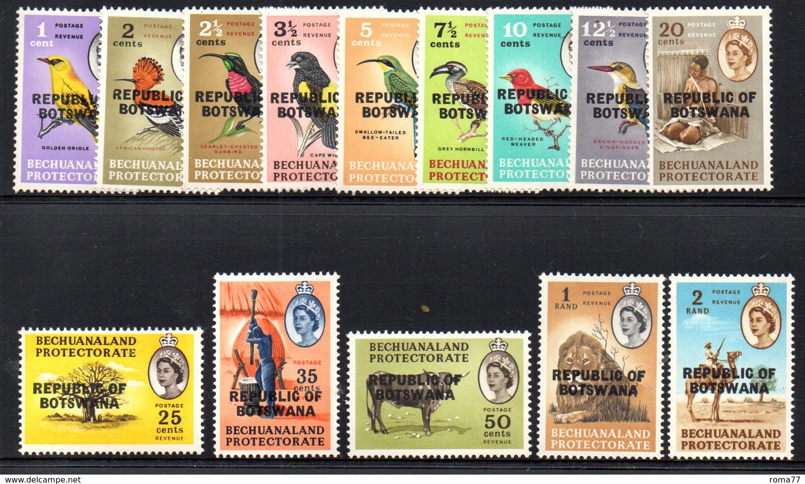 CI1058A - BOTSWANA 1966 , Ordinaria Yvert N. 153/166  ***   (2380A) . - Botswana (1966-...)