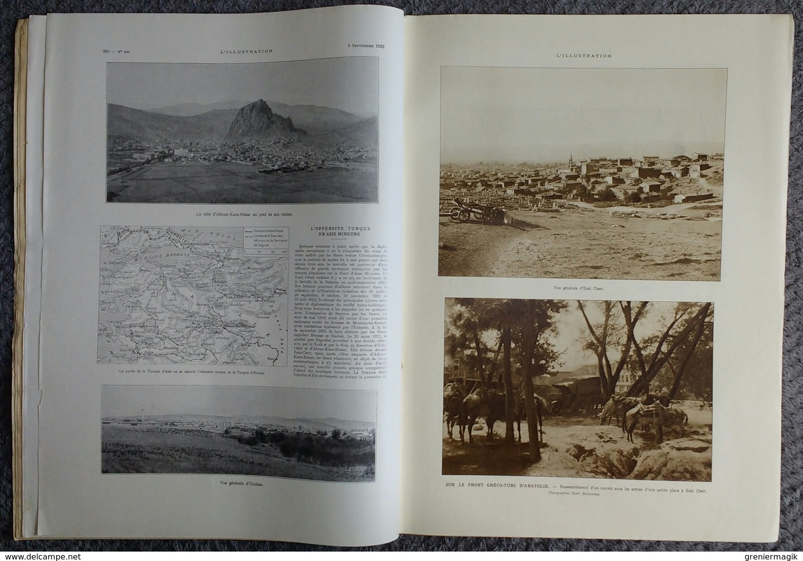 L'Illustration 4149 9 septembre 1922 Ismet Pacha à Ak-Cheir/Turquie/Anatolie/Penmarch/Gaô/Maroc rifains/Kreuzberg