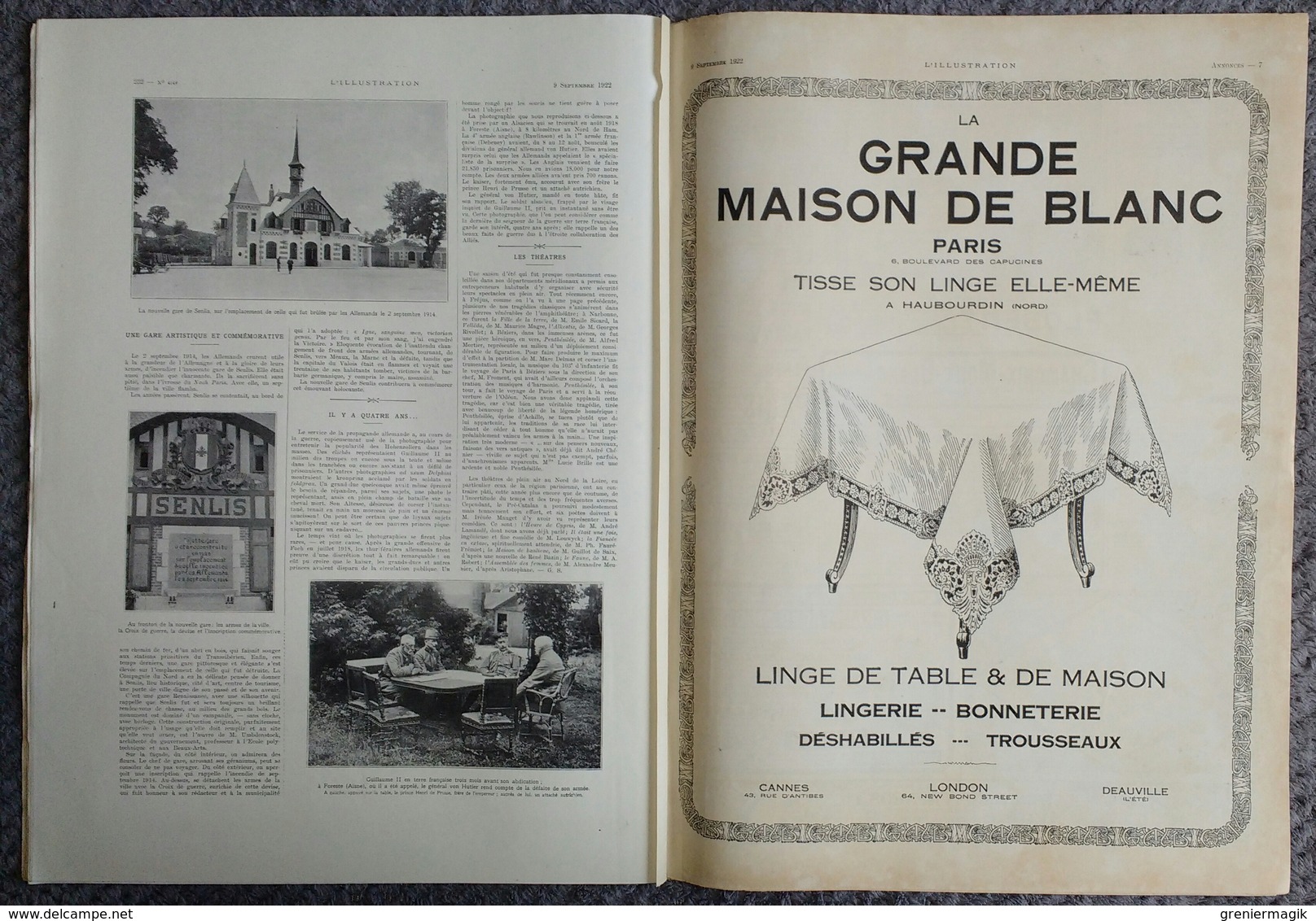 L'Illustration 4149 9 septembre 1922 Ismet Pacha à Ak-Cheir/Turquie/Anatolie/Penmarch/Gaô/Maroc rifains/Kreuzberg