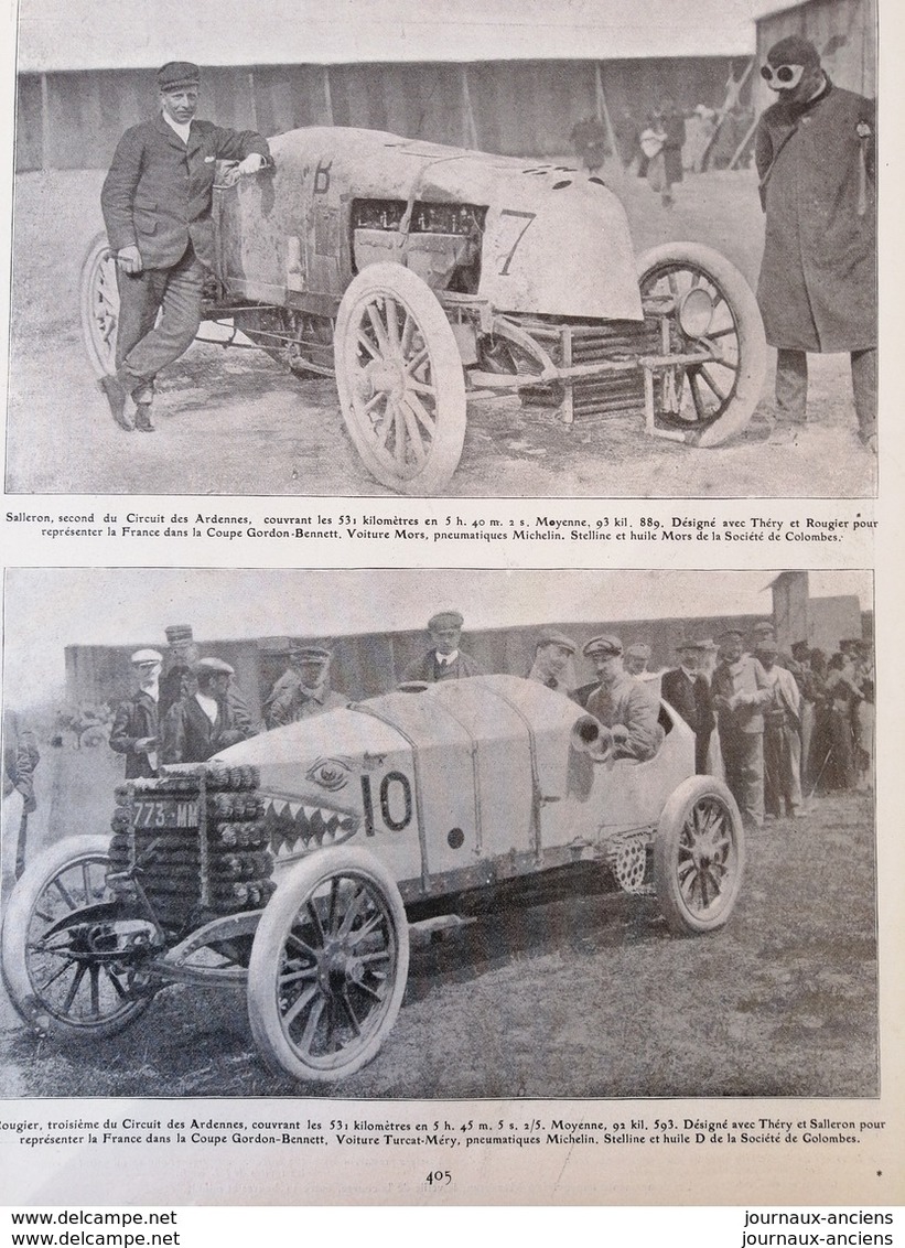 1904 LES ÉLIMINATOIRES FRANÇAISES DE LA COUPE GORDON BENNETT - VOUZIERS - THÉRY - VOITURE TURCAT MÉRY = MORS ECT...... - Autres & Non Classés