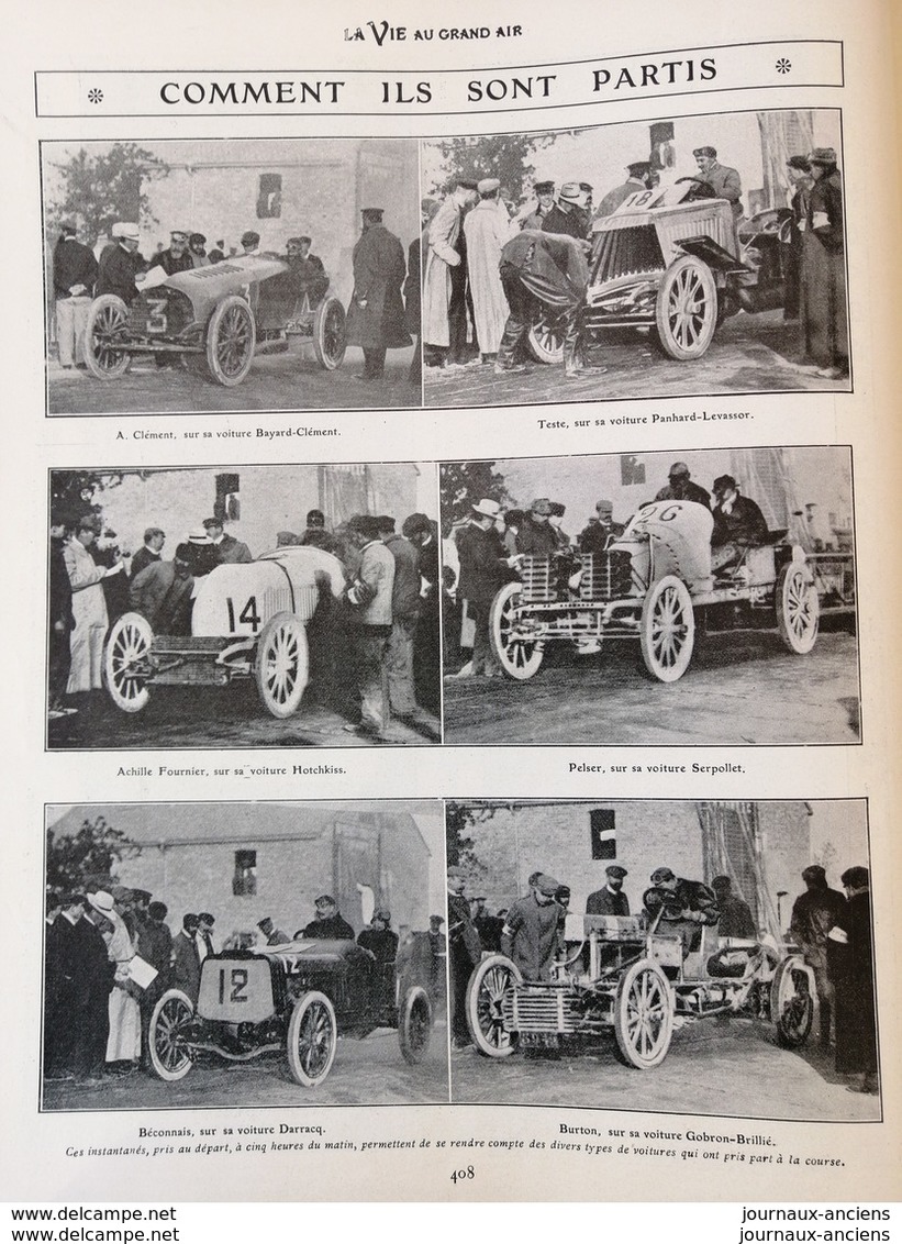 1904 LES ÉLIMINATOIRES FRANÇAISES DE LA COUPE GORDON BENNETT - VOUZIERS - THÉRY - VOITURE TURCAT MÉRY = MORS ECT......