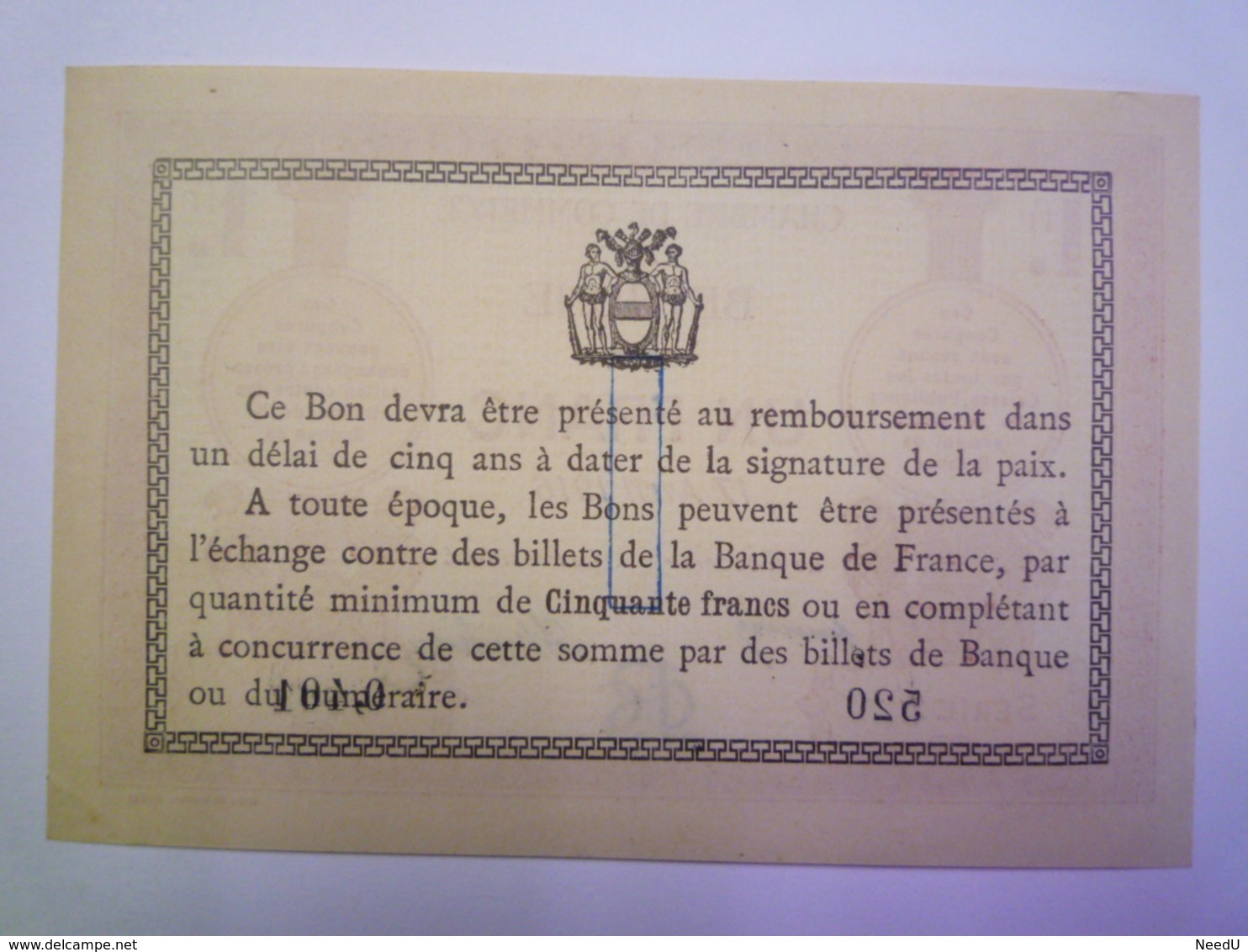 GP 2019 - 656  BILLET De  1F De La Chambre De Commerce De  BETHUNE  Du 17 Avril 1916  (Etat Neuf)   XXXX - Chambre De Commerce