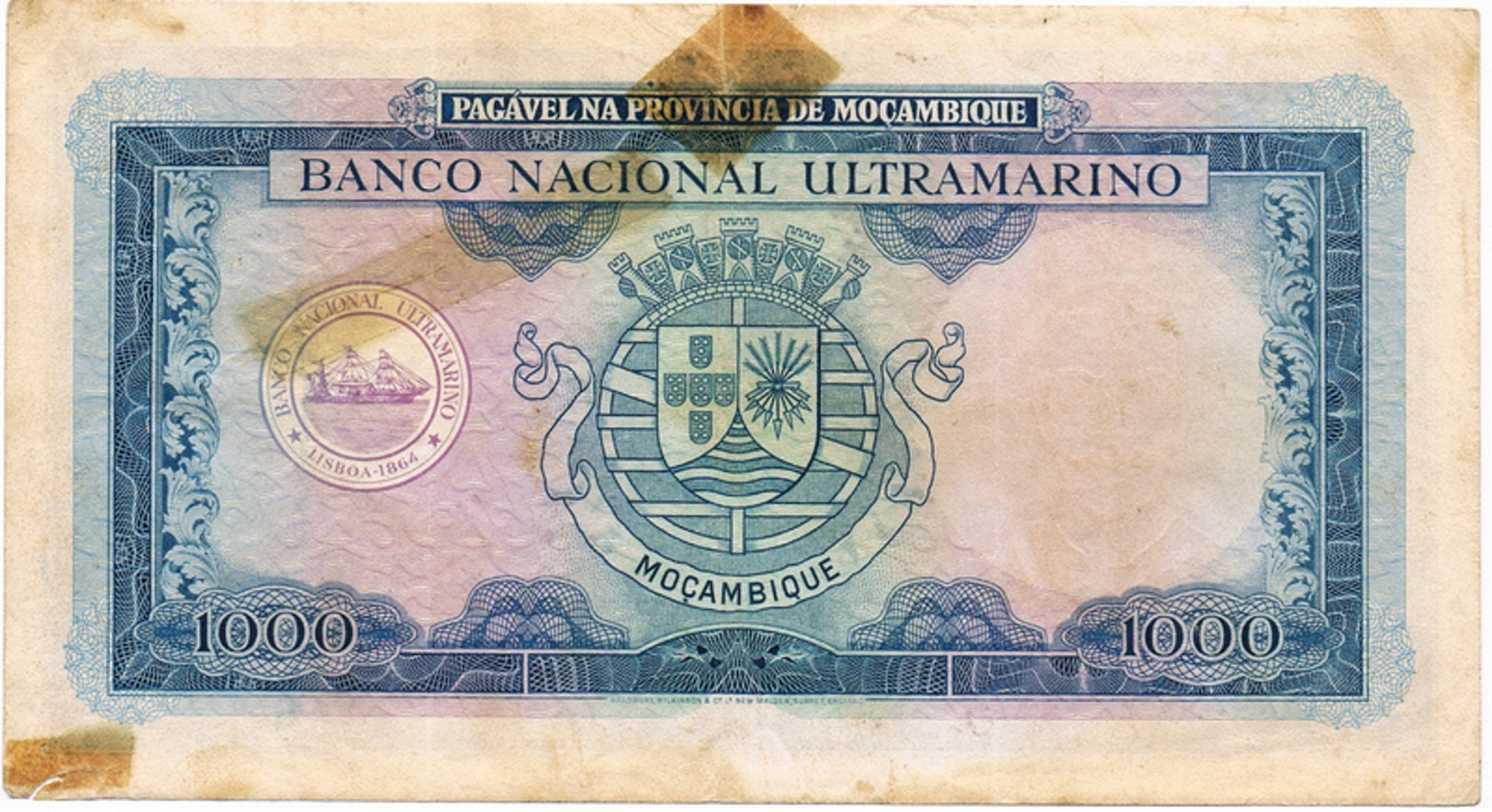MOÇAMBIQUE - 1.000$00 (MIL ESCUDOS) - LISBOA , 31 DE JULHO DE 1953. - Portugal