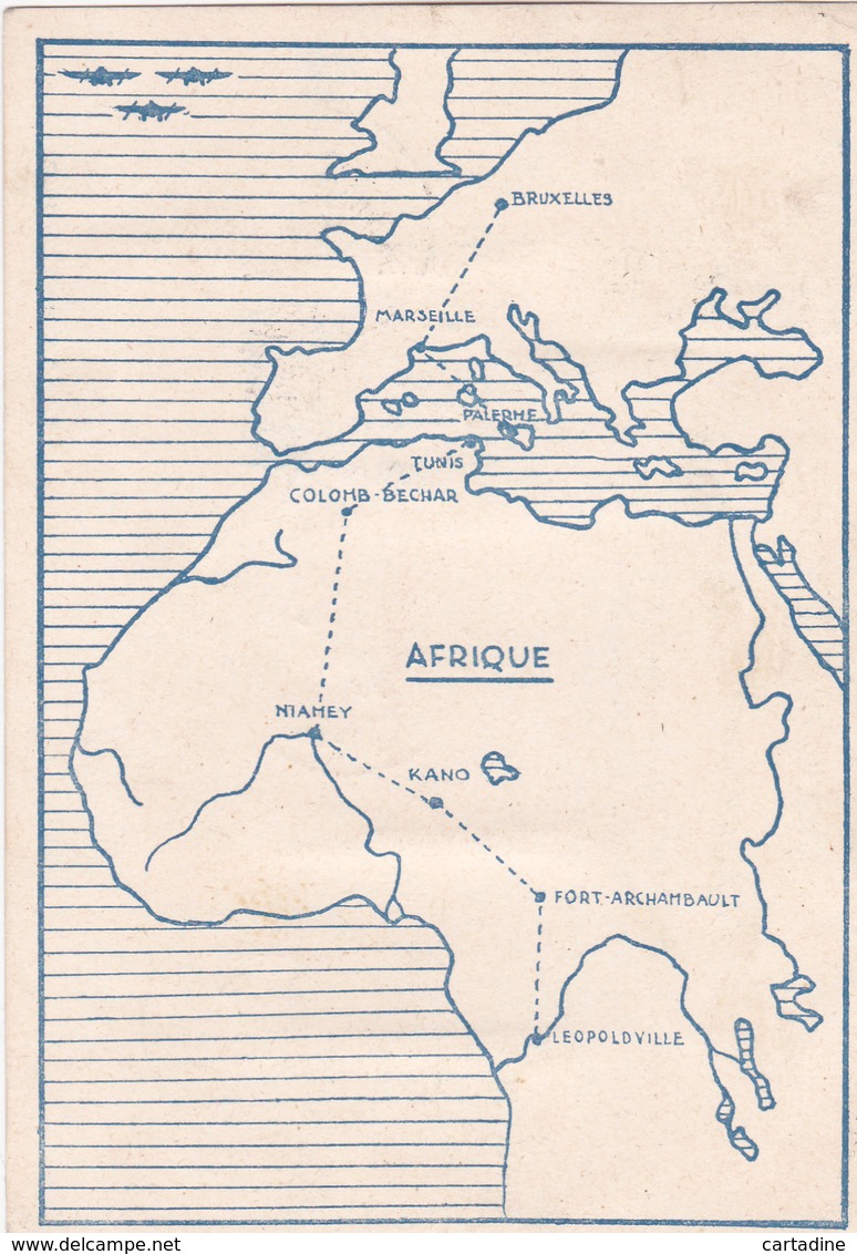 Carte Commémorative Du 1er Vol Belgique-Congo  - Par Avion Pélican - N°310 - Carte Du Vol Au Dos - Oblitérés