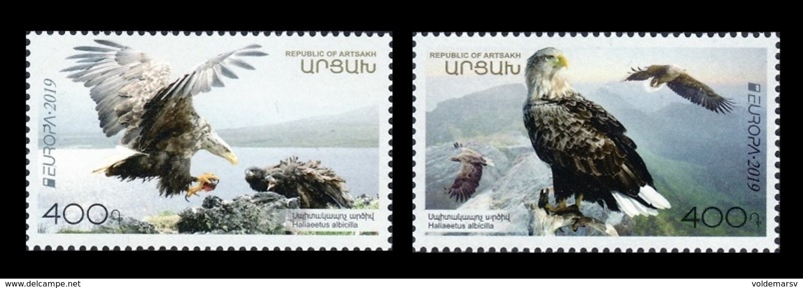 Armenia (Nagorno-Karabakh) 2019 Mih. 191/92 Europa. National Birds. Fauna. White-Tailed Eagles MNH ** - Armenia