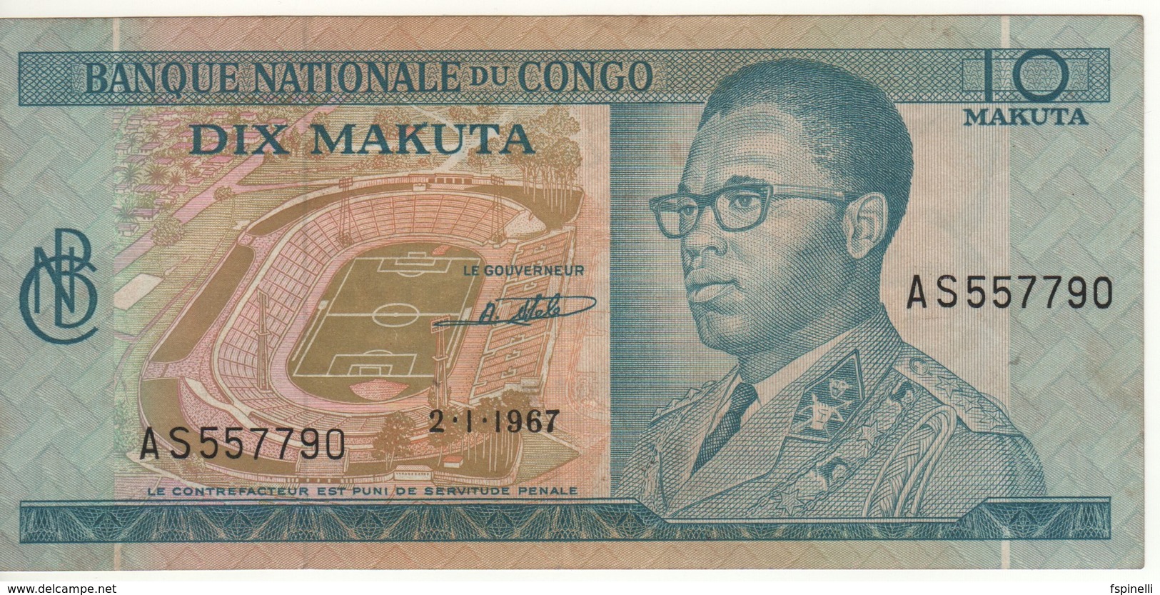 CONGO  Democratic Republic  10  Makuta   P9a   Dated 2.1.1967 - Democratic Republic Of The Congo & Zaire