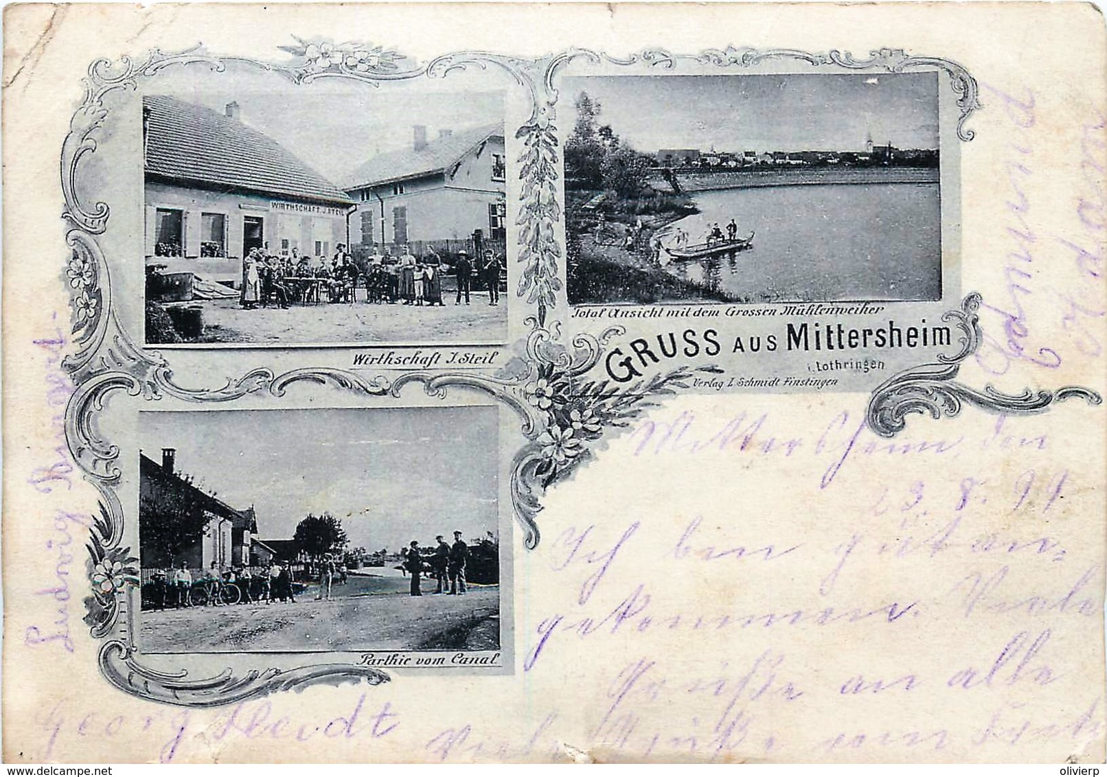 France - 57 - Gruss Aus Mittersheim - Wirthschaft J.Steil -Partie Von Canal - Total Ansicht - Pli Vu Uniquement Au Verso - Sarrebourg