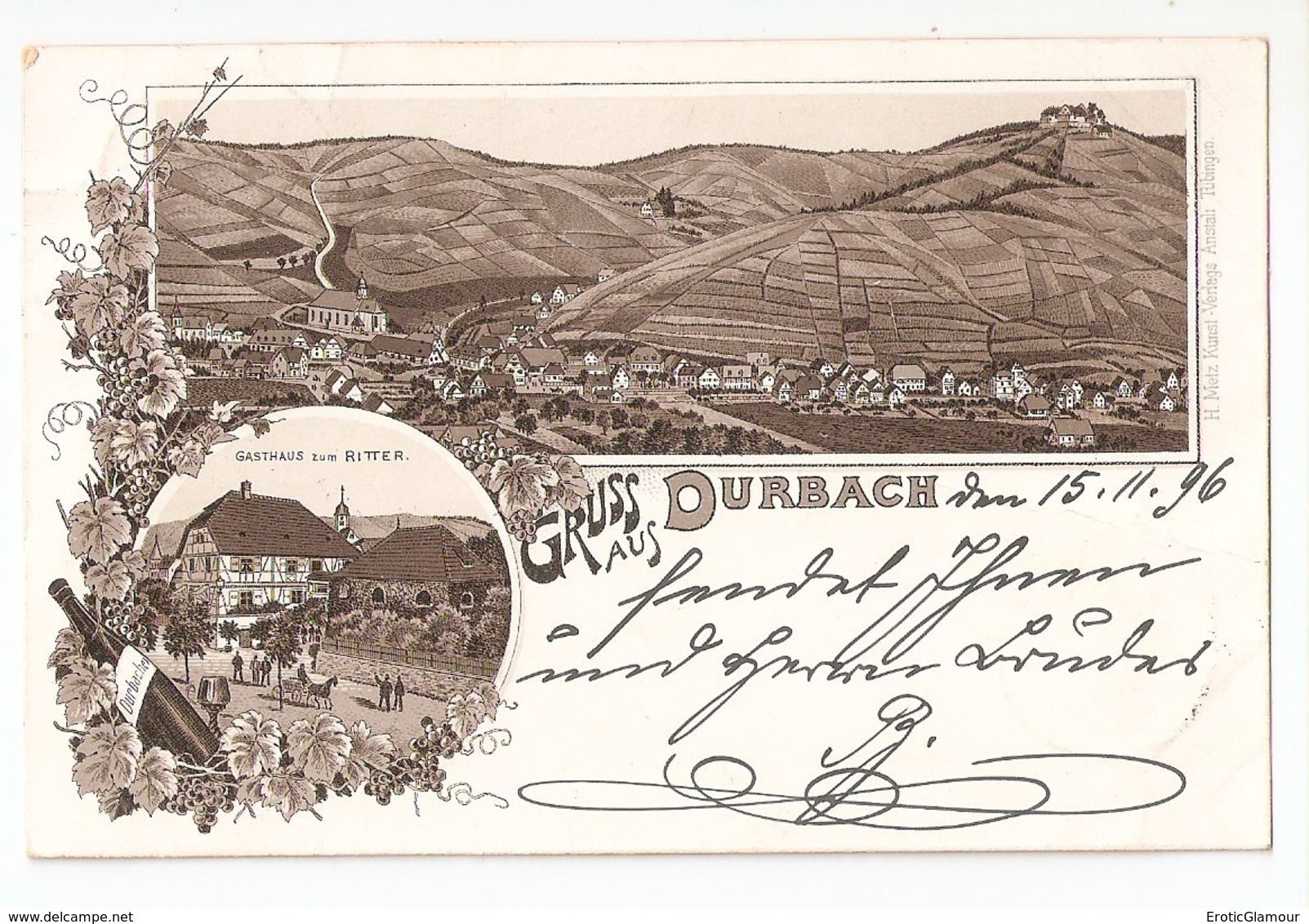 1896 DURBACH To Lahr. Deutsche Reichspost Postcard Ansichtskarte. Addressed To Hotel Krauss. Excellent Condition - Offenburg