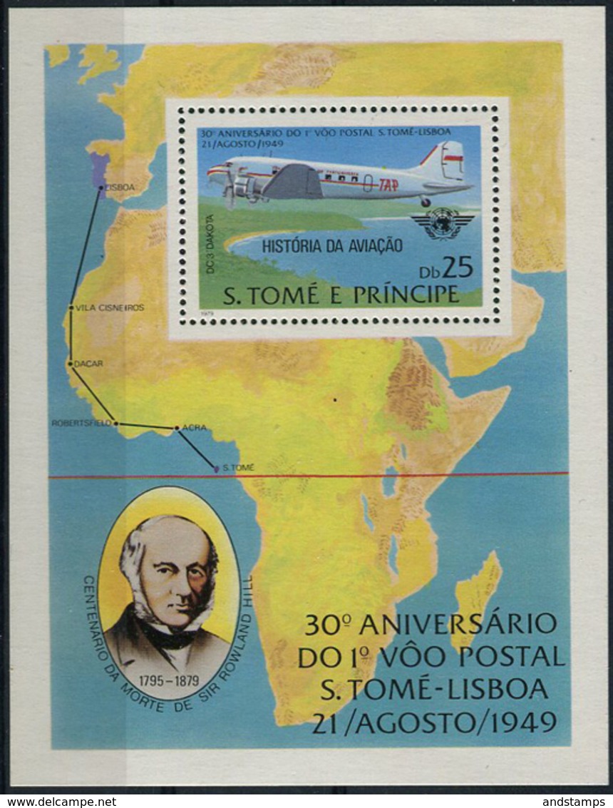 S.Tome E Principe 1979. Michel Bl.#35-А MNH/Luxe. Aviation History. ICAO. (Ts21/27) - Rowland Hill