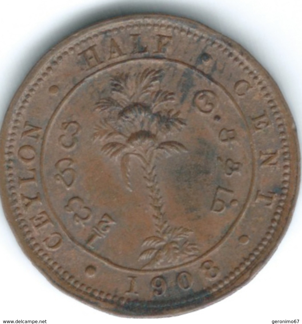 Ceylon - Edward VII - 1908 - ½ Cent - KM101 - Sri Lanka