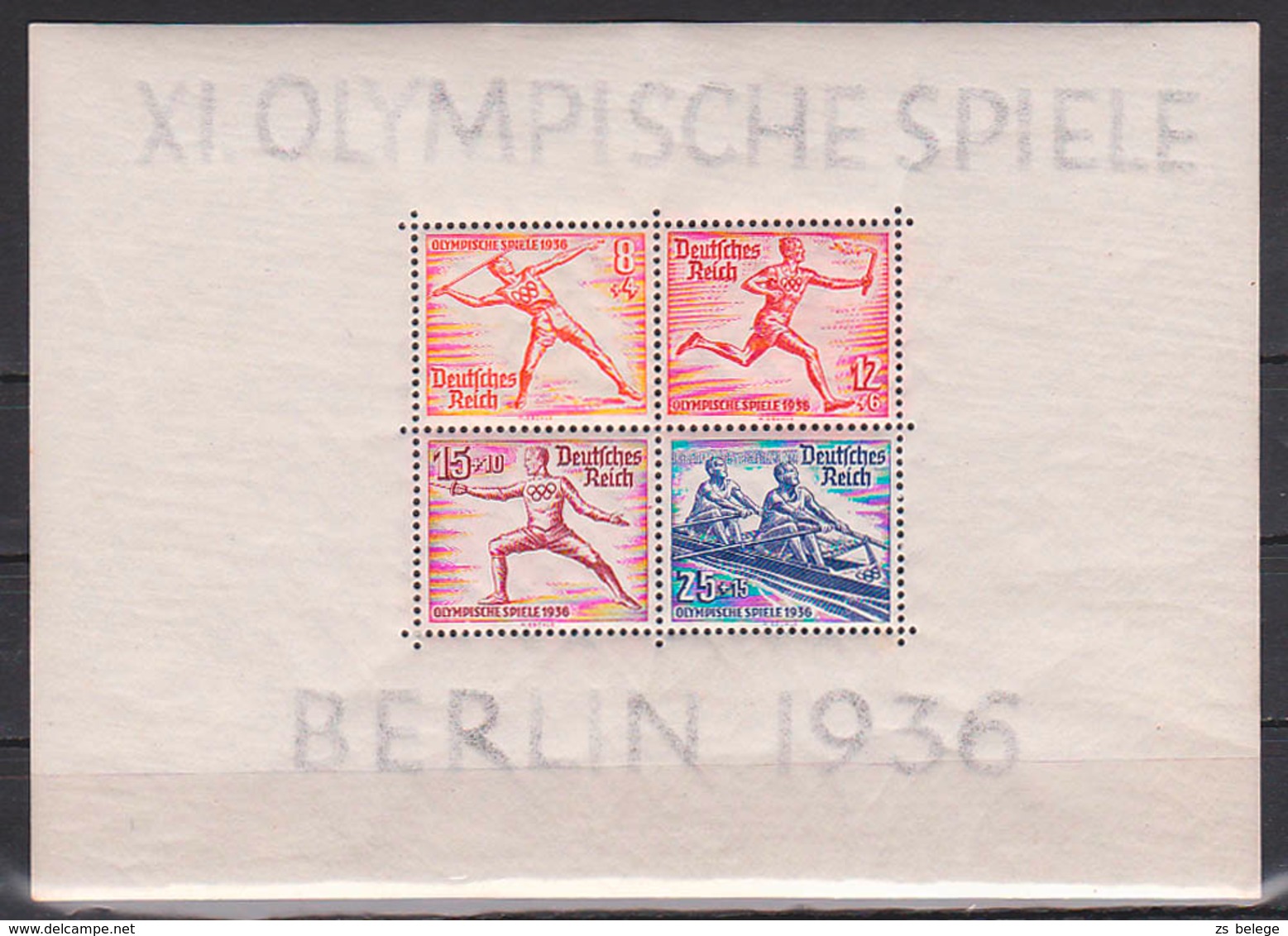 Germany Deutsches Reich Block 6z  ** Dickes Papier (0,22 Mm) Olympische Sommerspiele 1936 Berlin - Blocks & Kleinbögen