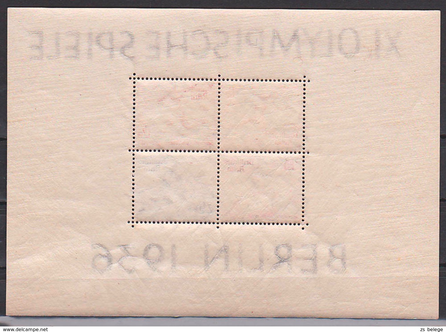 Germany Deutsches Reich Block 6z  ** Dickes Papier (0,22 Mm) Olympische Sommerspiele 1936 Berlin - Blocks & Kleinbögen