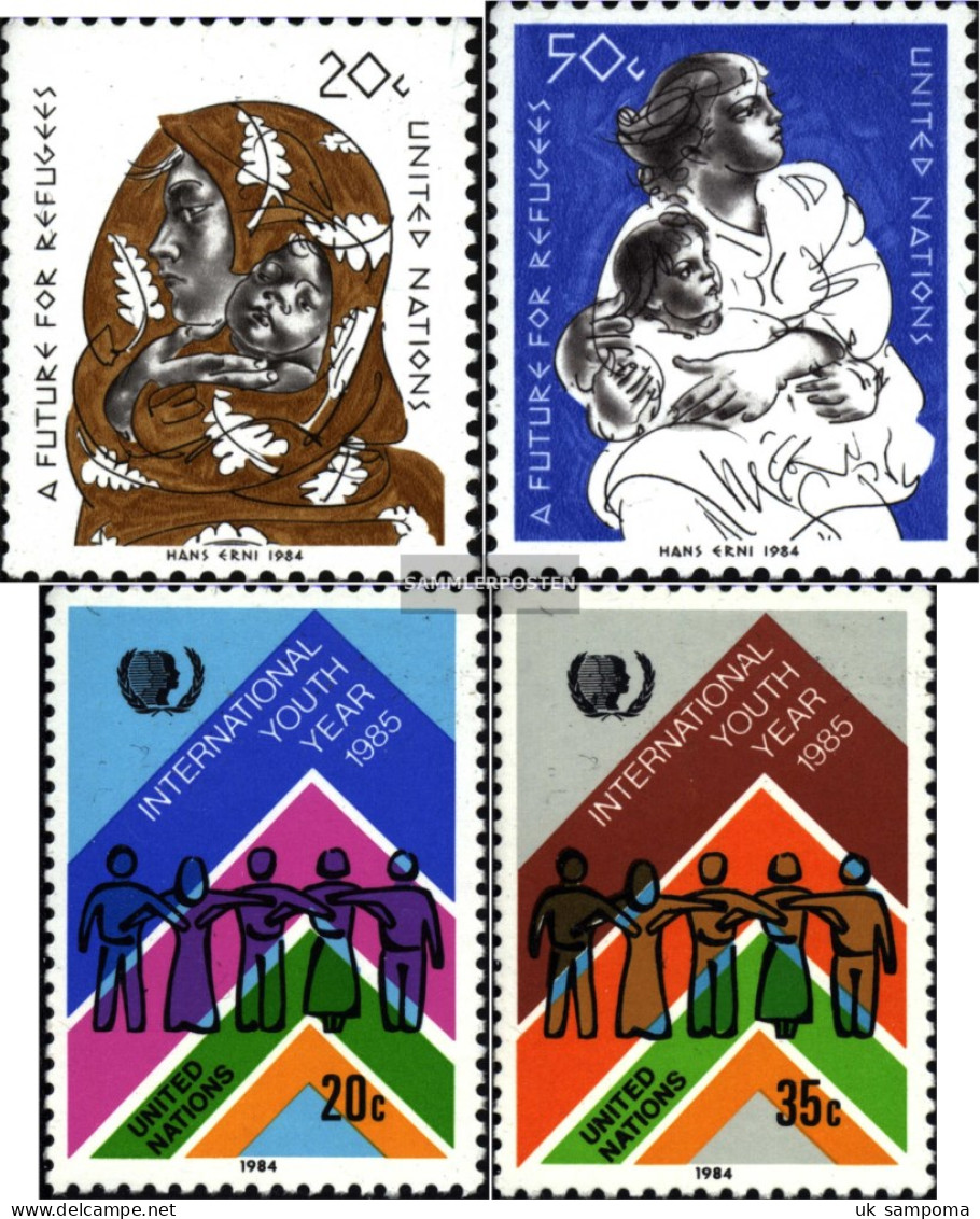 UN - New York 446-447,464-465 (complete Issue) Unmounted Mint / Never Hinged 1984 Refugees, Youth Year - Unused Stamps