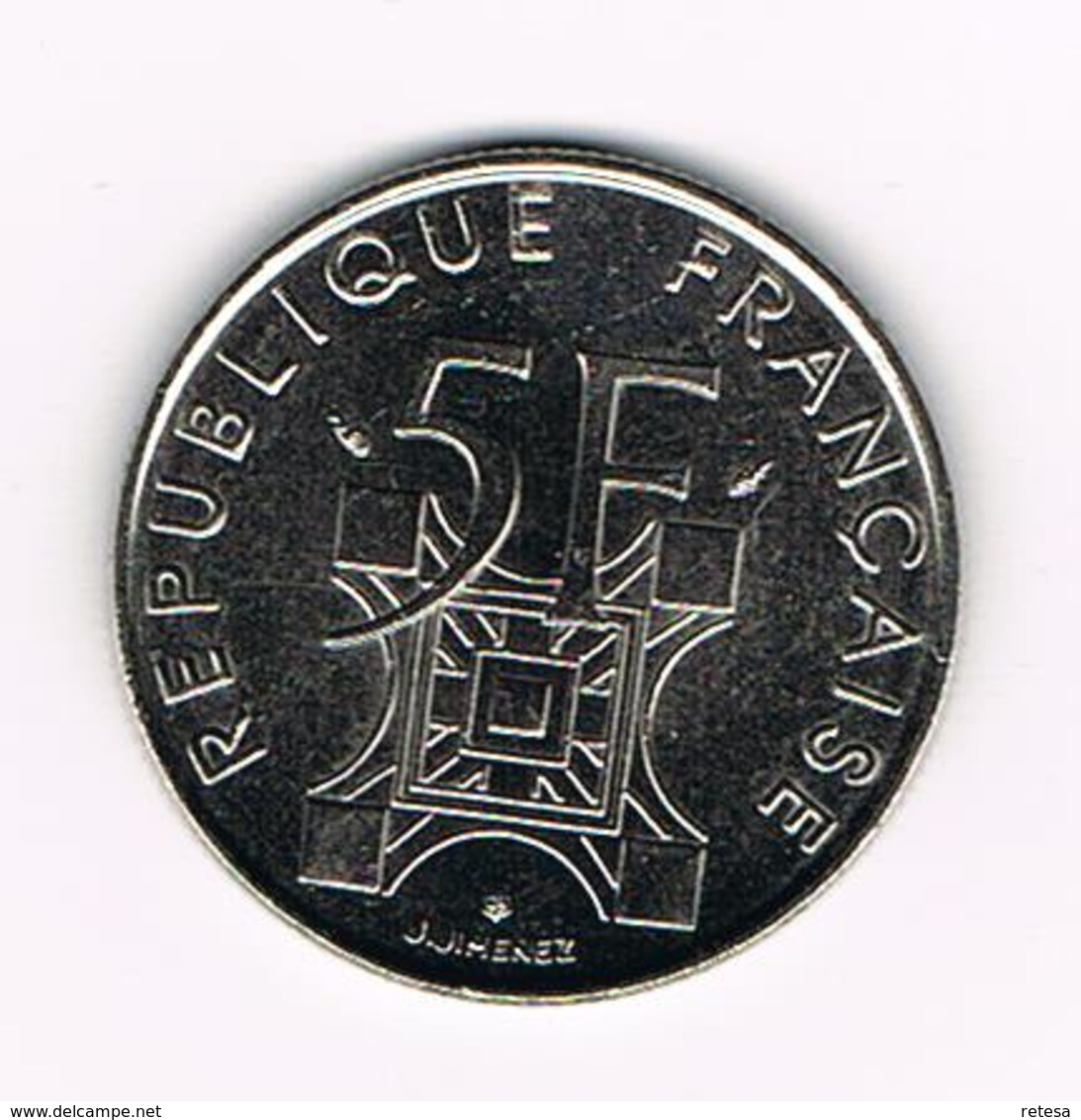 &-  FRANKRIJK  5 FRANCS  1989  TOUR  EIFEL - Autres & Non Classés