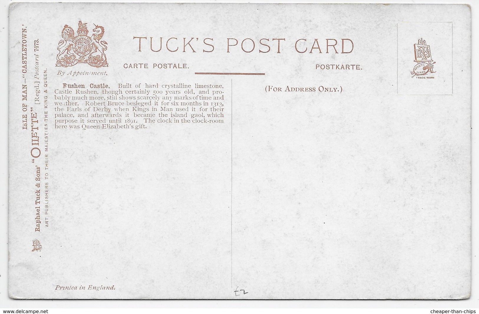 Rushen Castle - Tuck Oilette 7473 - Isle Of Man