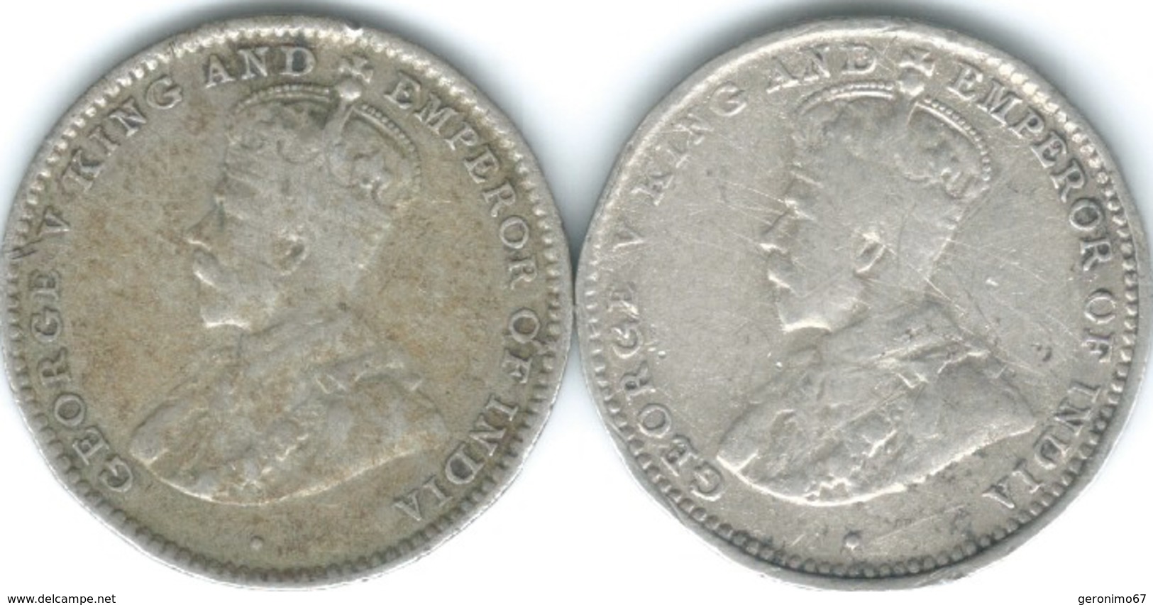 Ceylon - George V -  1914 - 10 Cents (KM104) & 1925 (KM104a) - Sri Lanka (Ceylon)