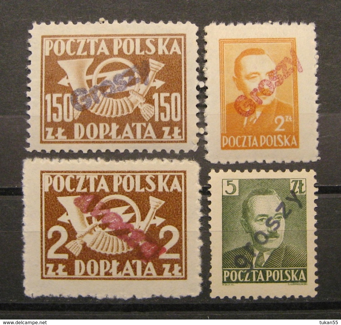 Polen Markenlot Aufdruck "Groszy" 1948 - 1950 ** Postfrisch    (A27a) - Ungebraucht