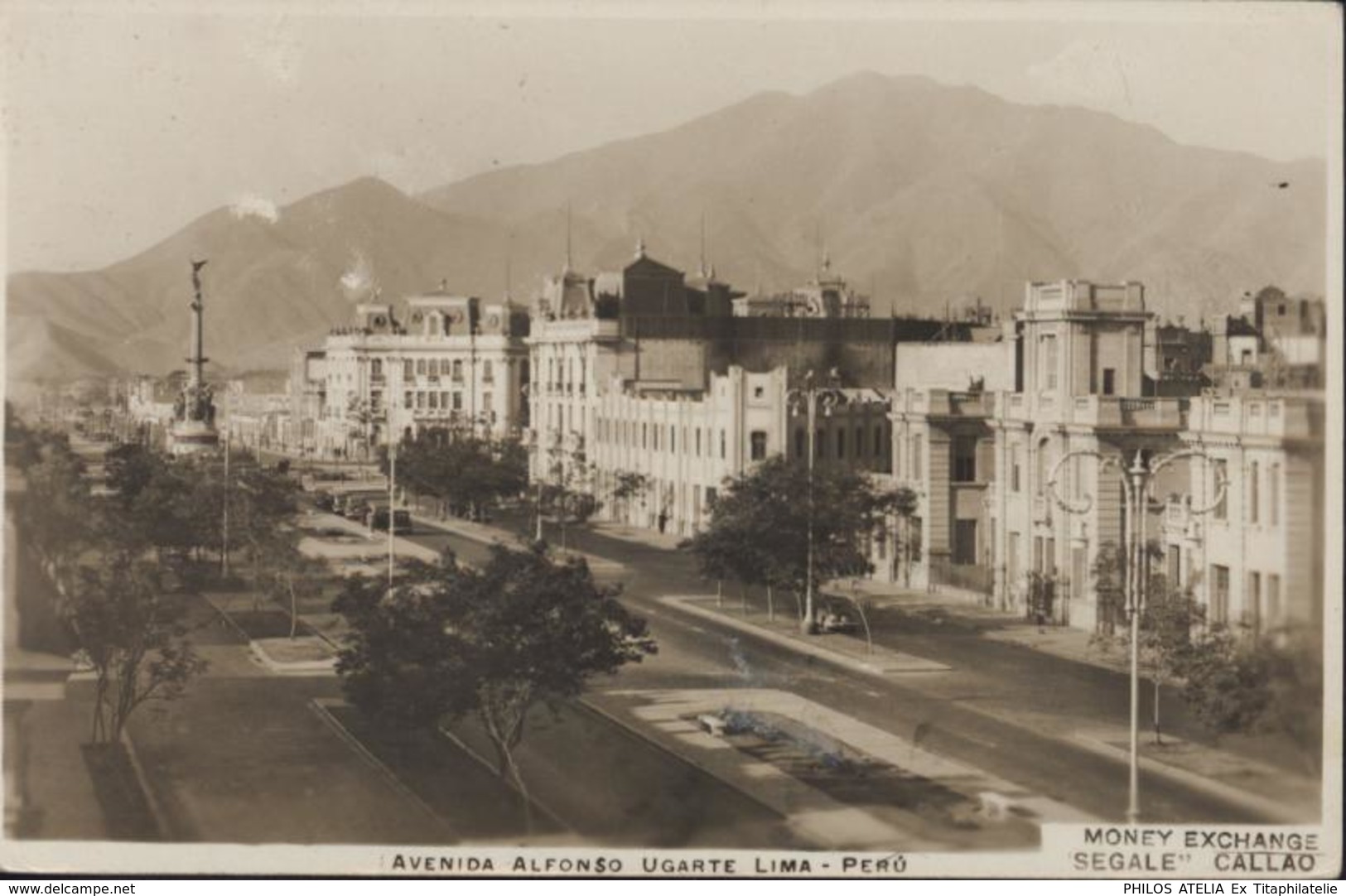 CPA Avenida Alfonso Ugarte Lima Peru Pérou Money Exchange Segale Callao Envoyée 28 1 1940 Pour L'Argentine - Peru