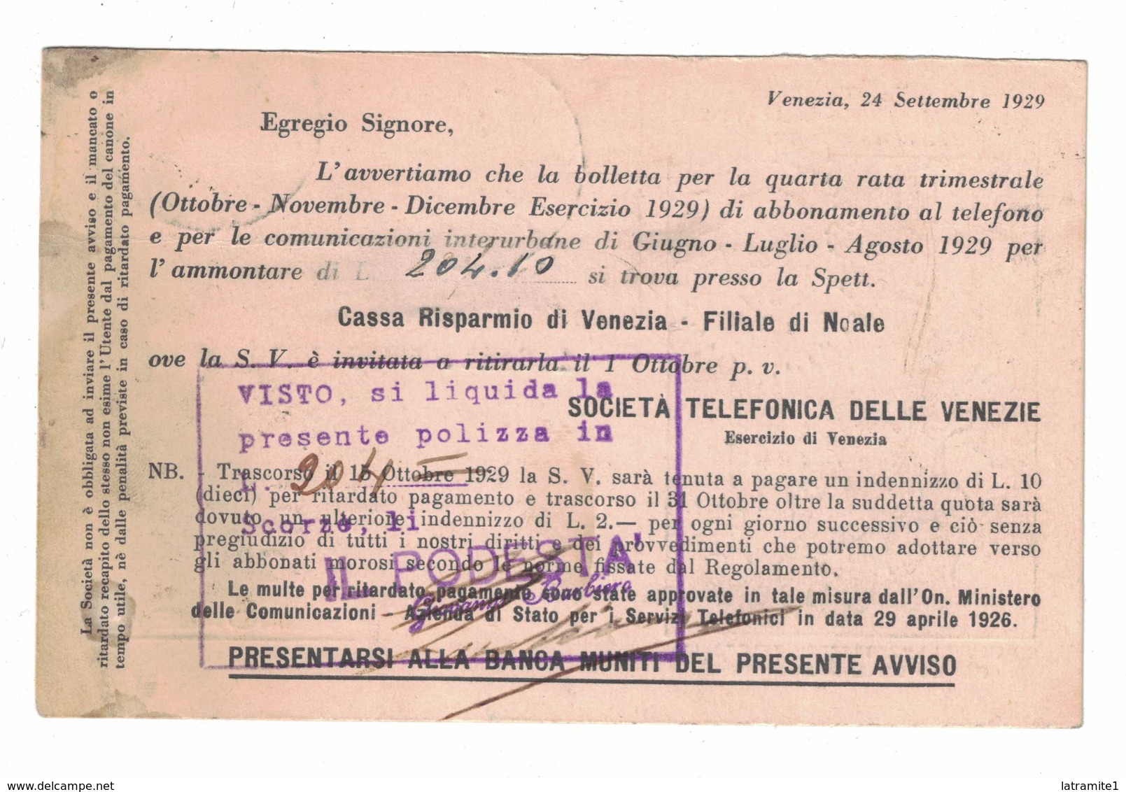 CARTOLINA CARTE POSTALE  TELVE SOCIETA' TELEFONICA DELLE VENEZIE - Reclame