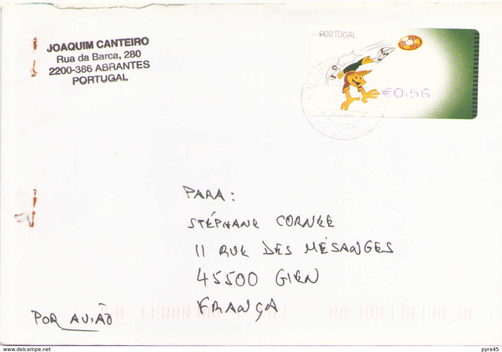 PORTUGAL ENVELOPPE DE 2004 DE ABRANTES POUR GIEN - Lettres & Documents