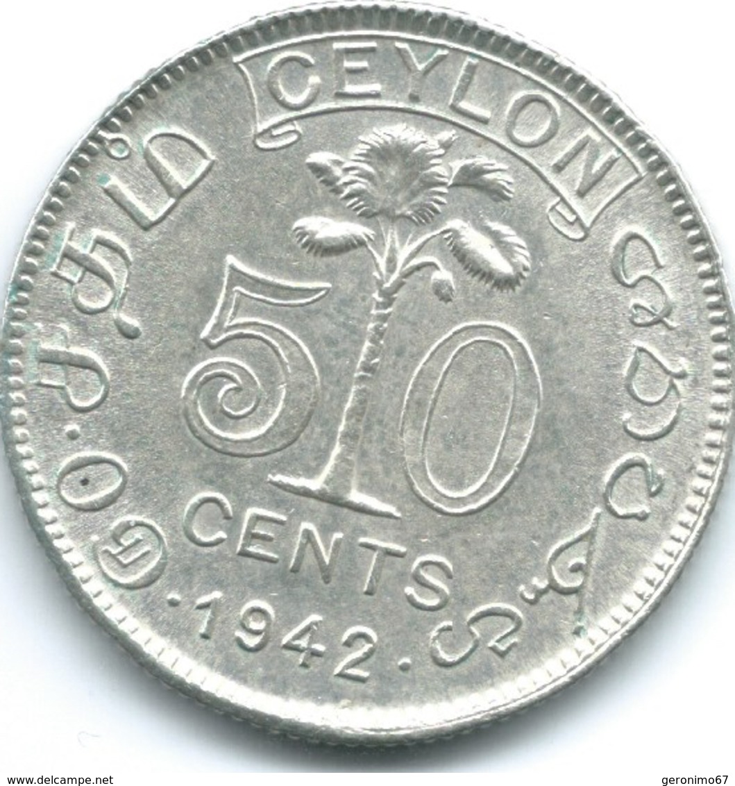 Ceylon - George VI - 1942 - 50 Cents - KM114 - Sri Lanka