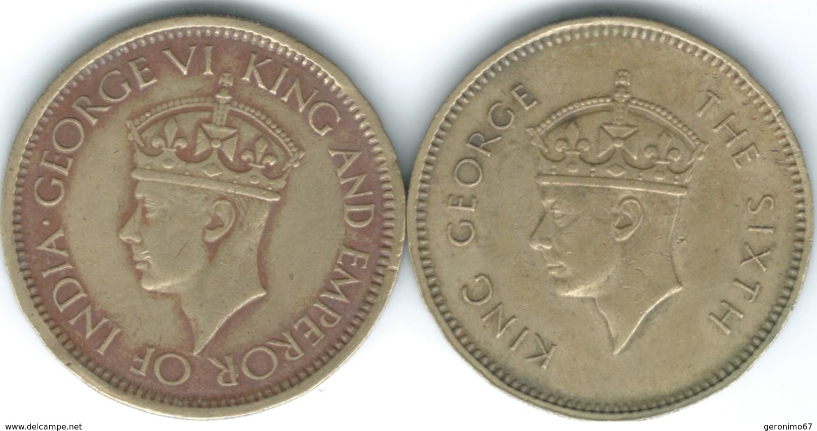 Ceylon - George VI - 1943 - 50 Cents - KM116 & 1951 - KM123 - Sri Lanka