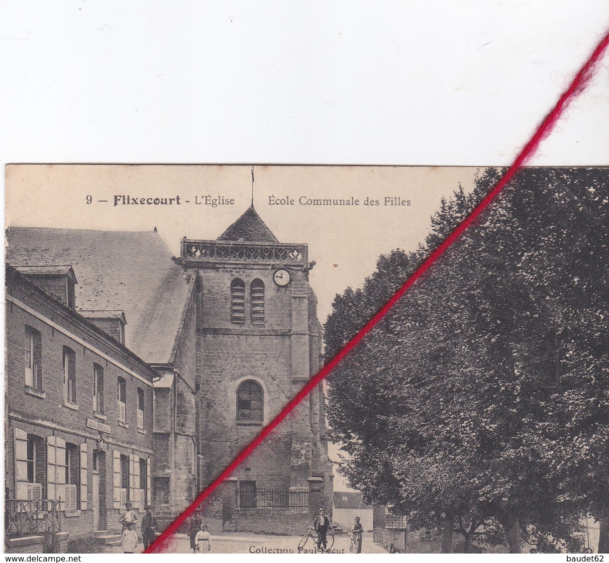 CP 80 -   FLIXECOURT   -   L'église  - école Communale Des Filles - Flixecourt