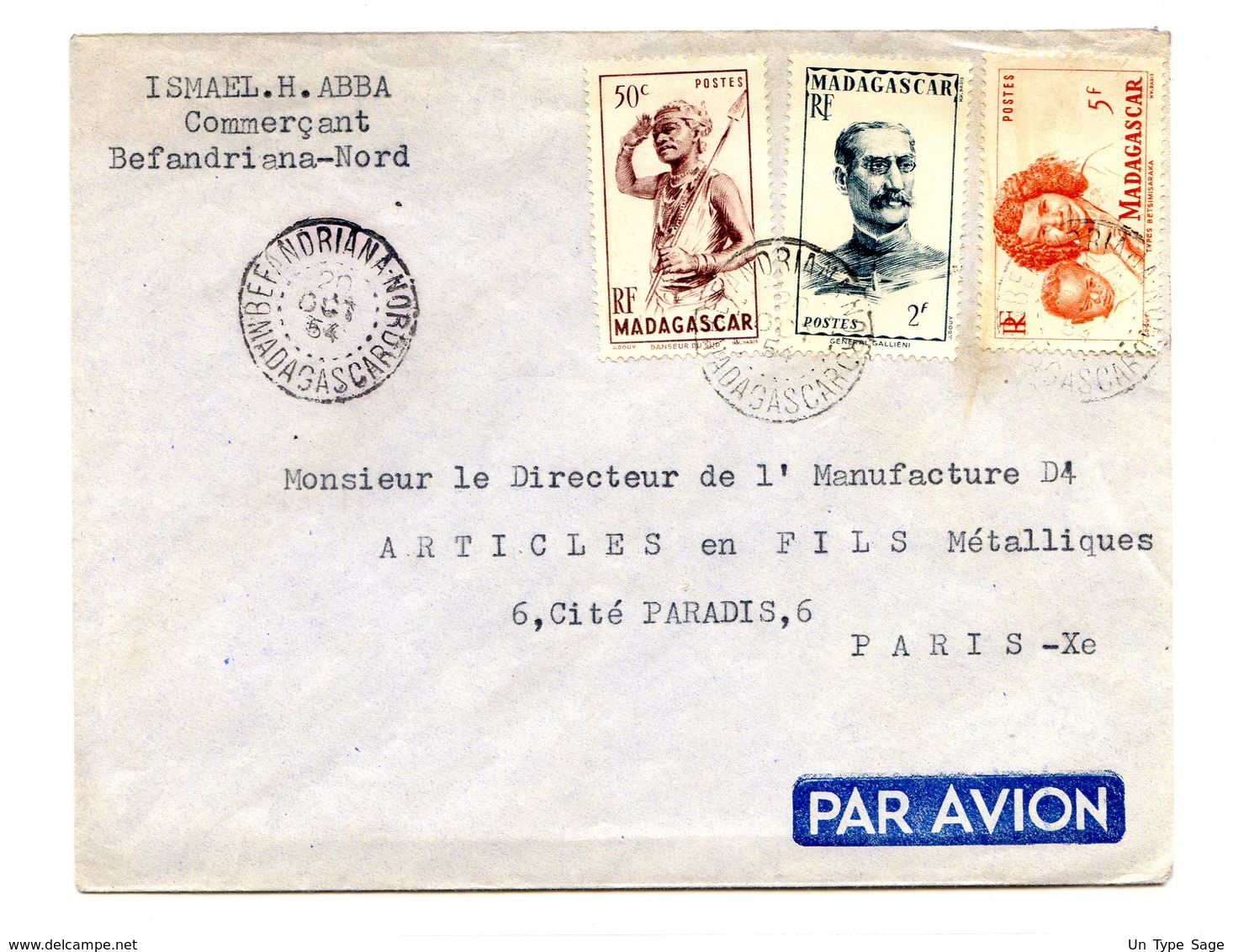 Madagascar, Lettre De BEFANDRIANA - NORD Pour Paris, 1954 - (C1031) - Lettres & Documents