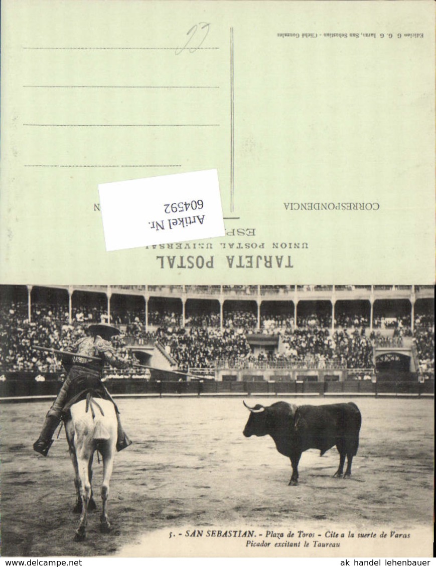 604592,tolle AK San Sebastian Stierkampf Plaza De Toros Matador Spain Stier Baskenlan - Sonstige & Ohne Zuordnung