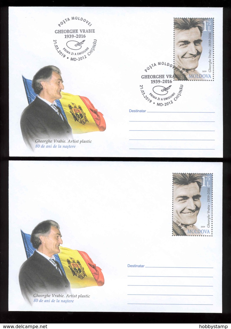 Moldova 2019 80th Birth Anniversary Gheorghe Vrabie Painter And Ilustrator Pre-paid Envelope + FDC Legible Postmark!!! - Moldova