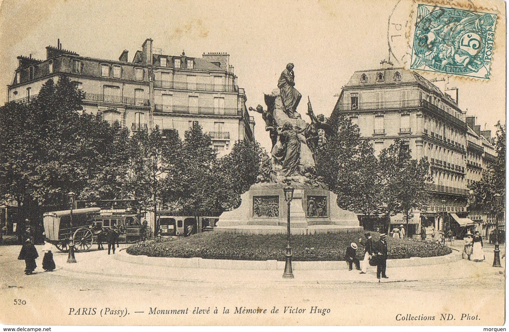 32097. Postal PARIS 1904. Monument Victor Hugo, Animée - Cartas & Documentos