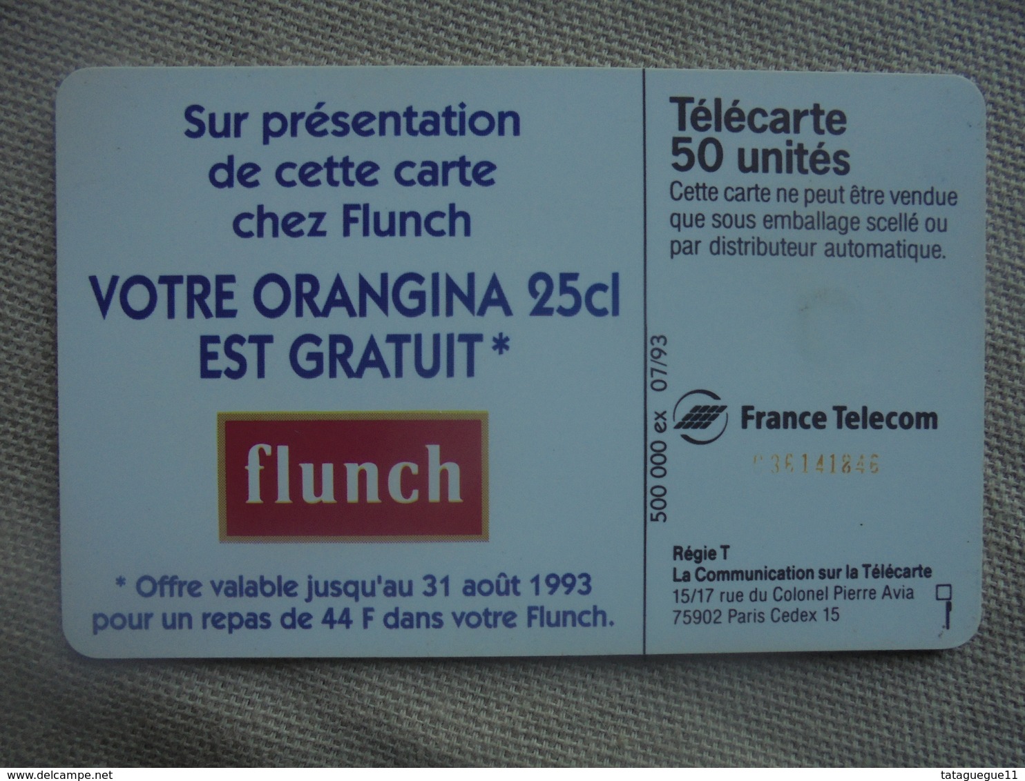 Télécarte 50 Unités Orangina 07/93 - Alimentation