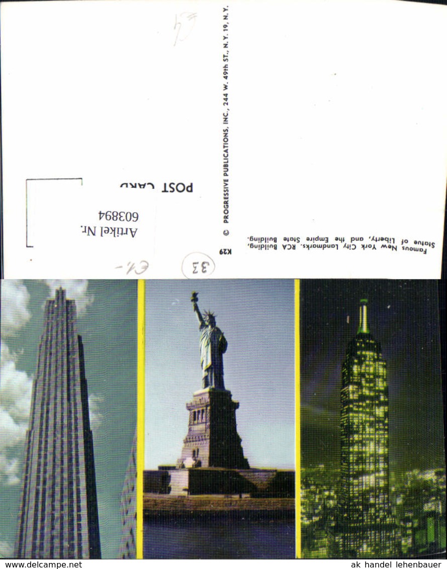 603894,Mehrbild Ak New York City RCA Building Statue Of Liberty Empire State Building - Sonstige & Ohne Zuordnung