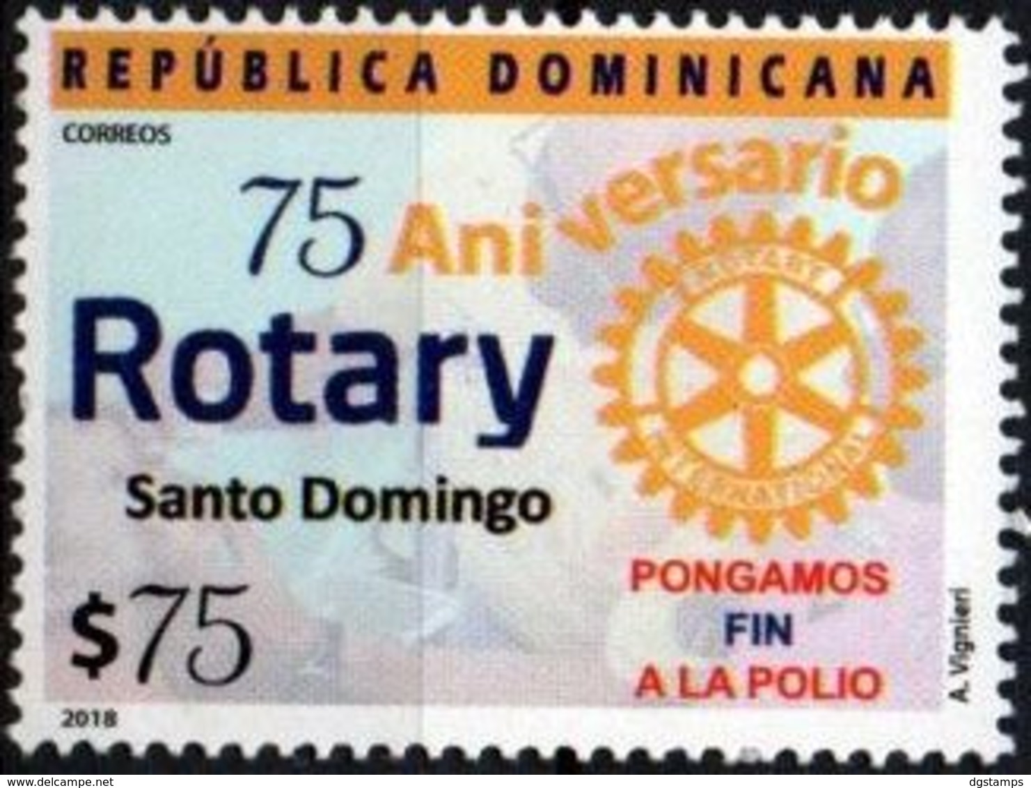 Dominicana 2018 ** 75 Años Rotary Santo Domingo. "Pongamos Fin A La Polio". - Dominicaanse Republiek