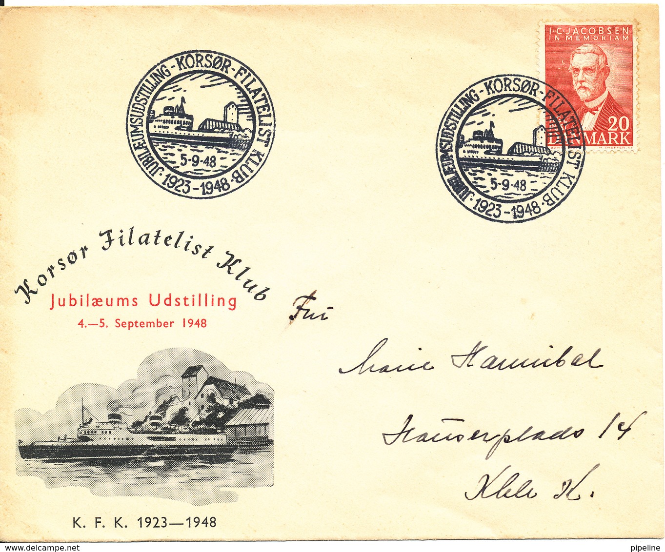 Denmark Cover Korsör Filatelist Klub Stamp Exhibition 5-9-1948 With Nice Cachet - Covers & Documents