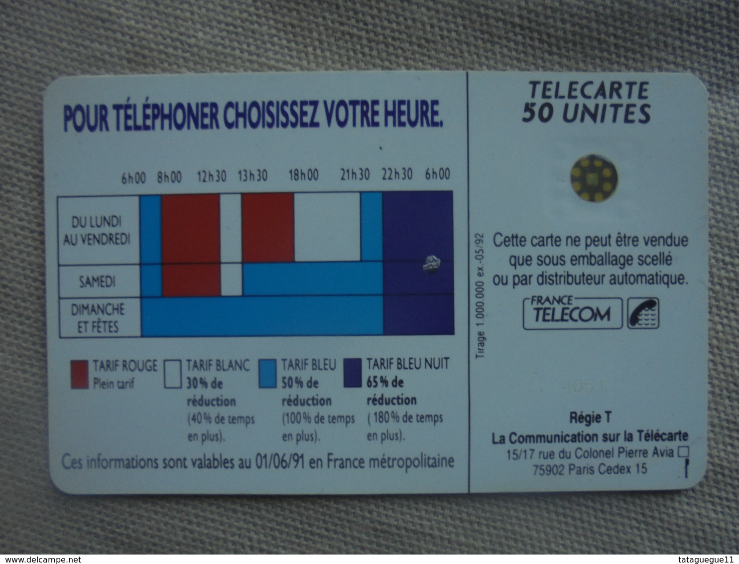 Télécarte 50 Unités Téléphone, Le Fil De La Vie 05/92 - Opérateurs Télécom